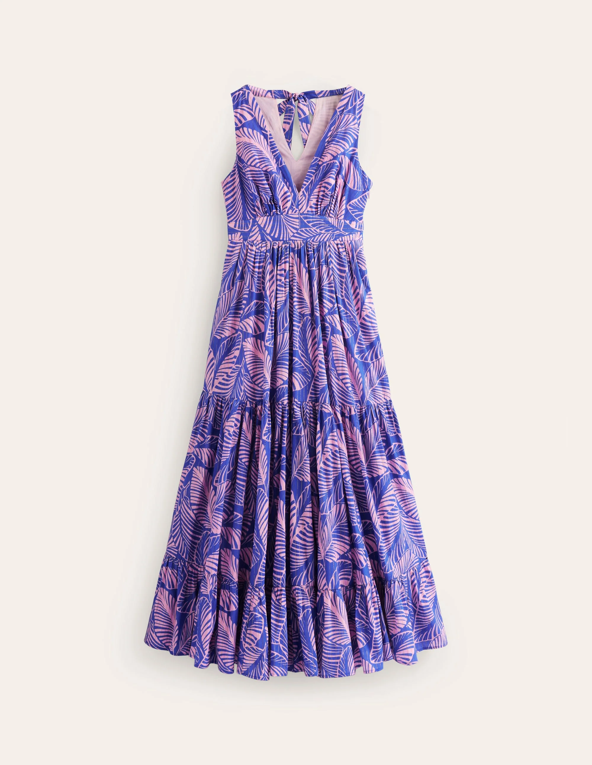 Serena Cotton Tie Maxi Dress-Surf The Web, Calathea Leaf - Image 5