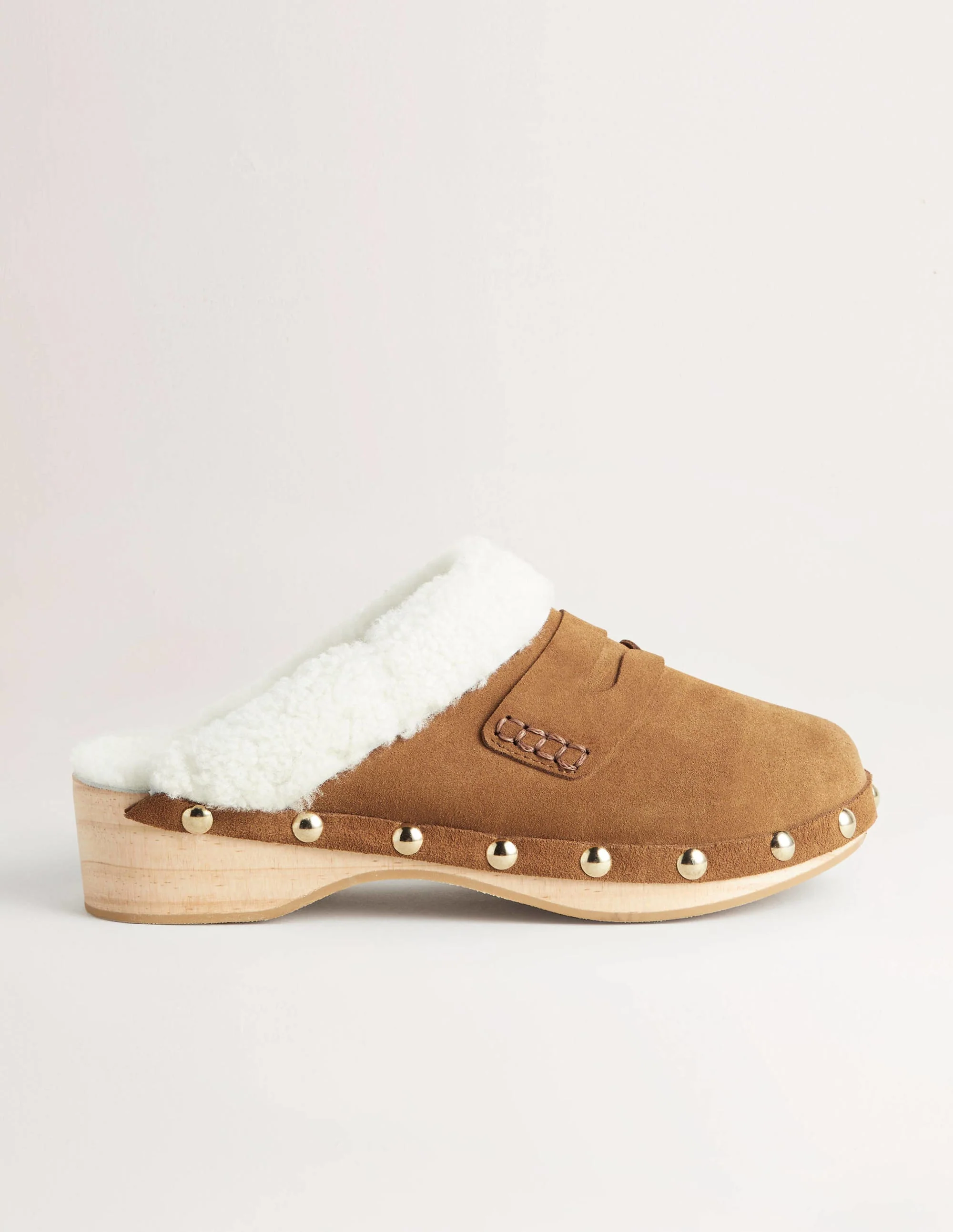 Shearling Lined Clogs-Golden Brown - Image 2