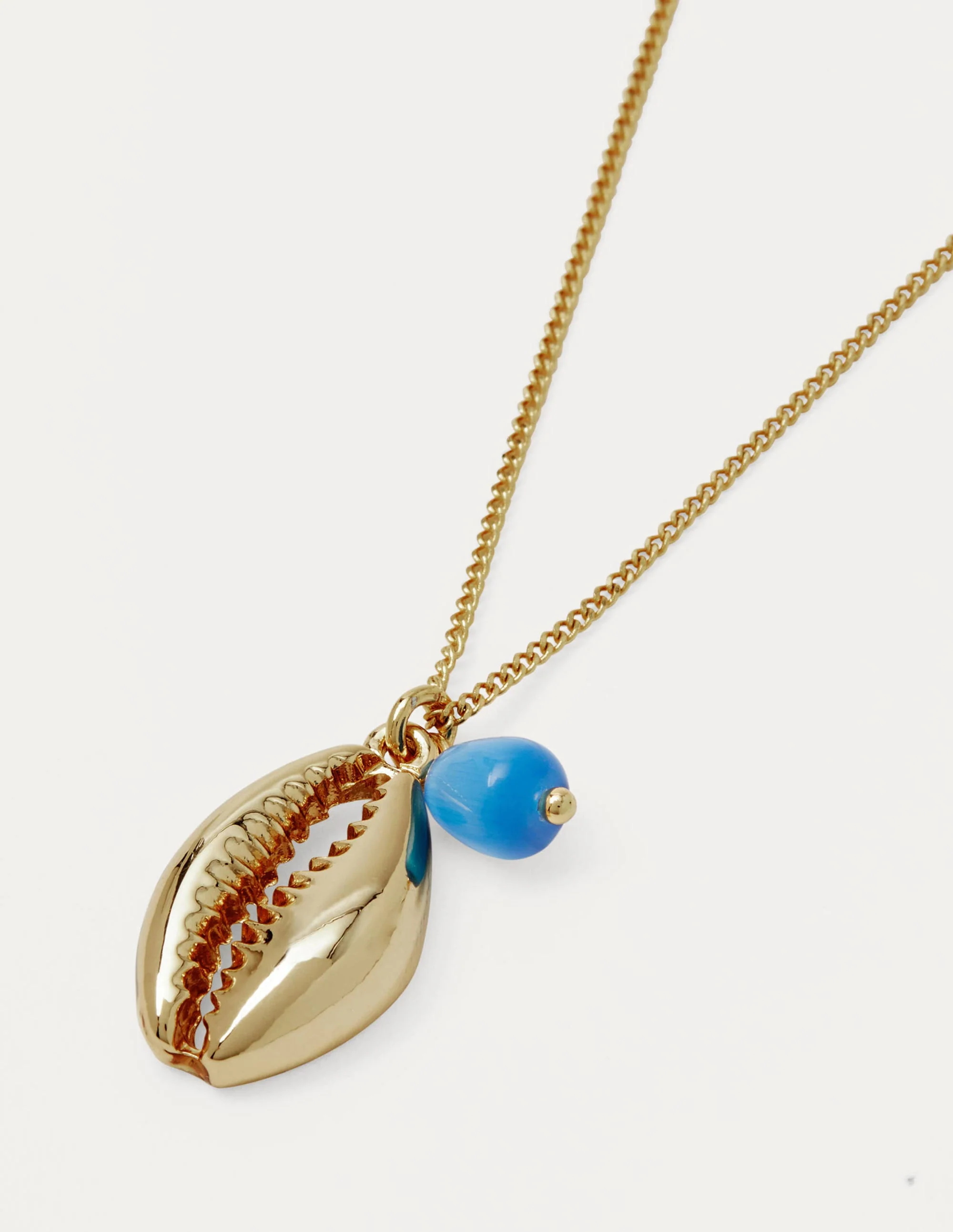 Shell Pendant Necklace-Gold/Blue - Image 2