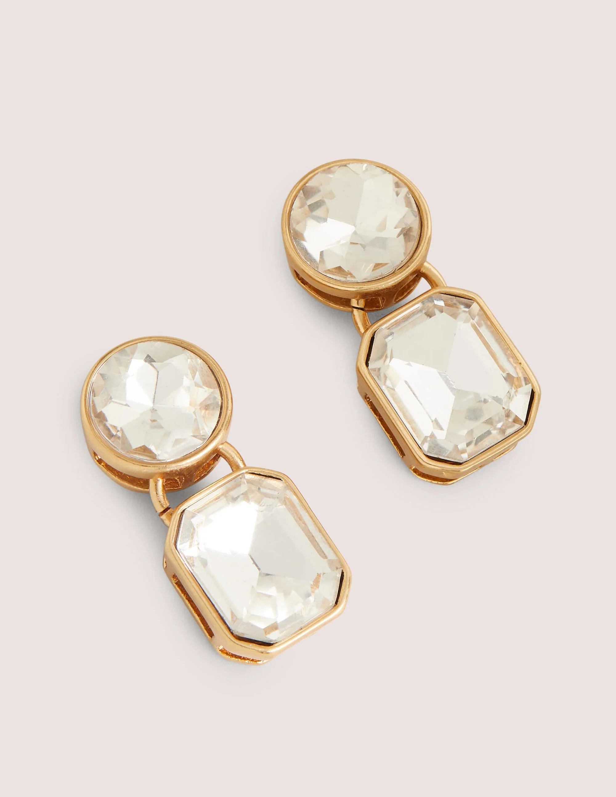 Short Jewel Drop Earrings-Clear - Image 3