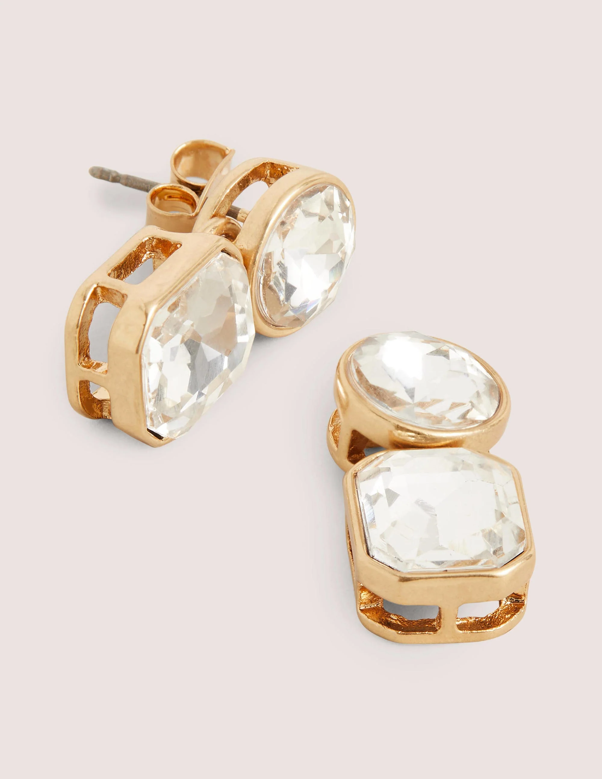 Short Jewel Drop Earrings-Clear - Image 4