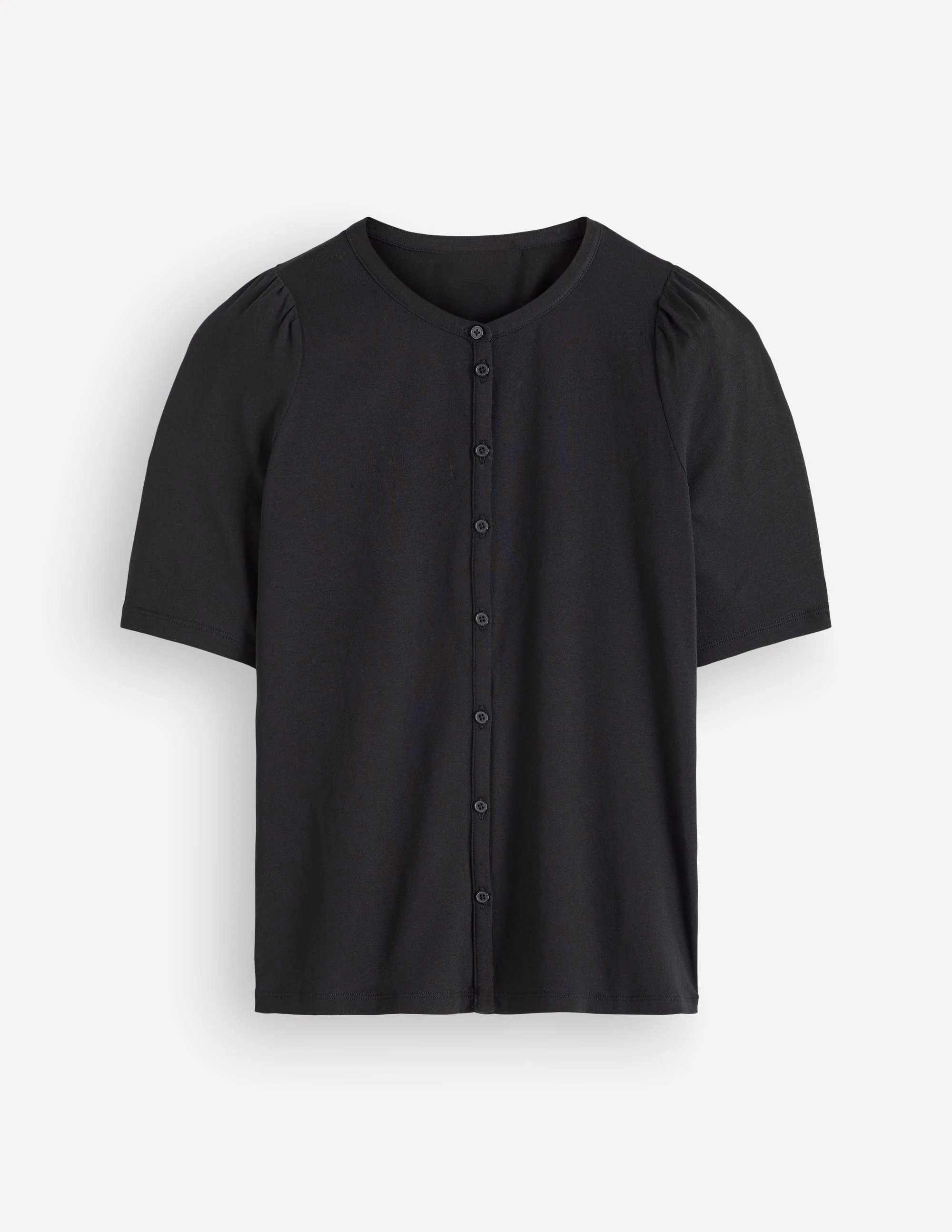 Short Puff Sleeve Top-Black - Image 6