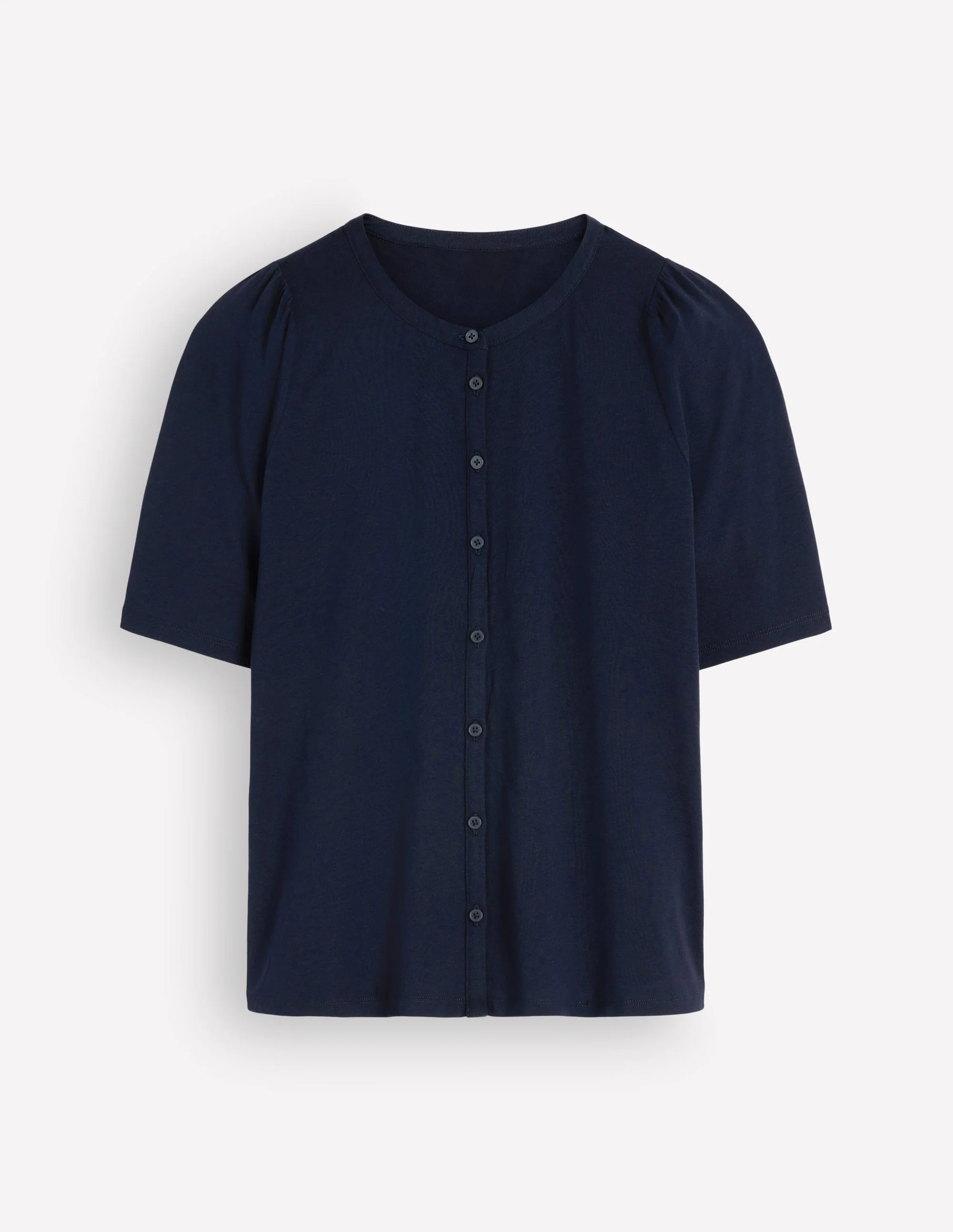Short Puff Sleeve Top-Navy - Image 6