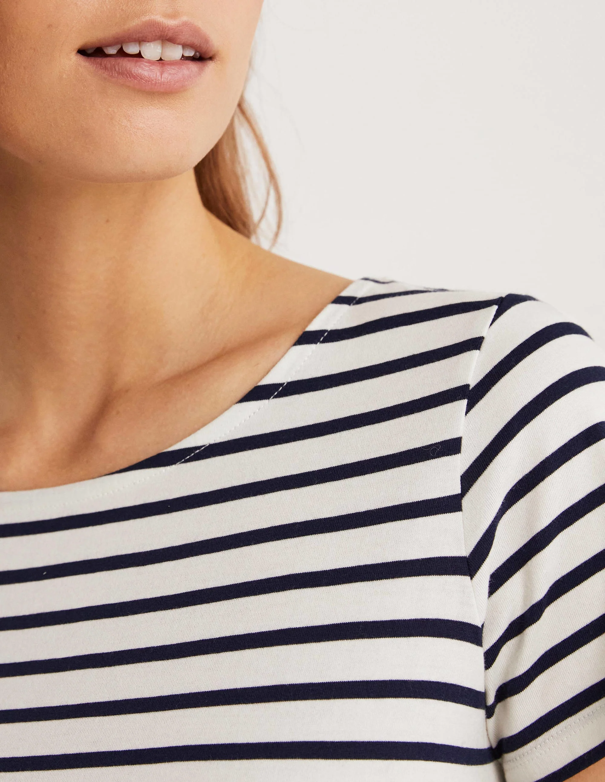 Short Sleeve Breton T-Shirt-Ivory / Navy Stripe - Image 2