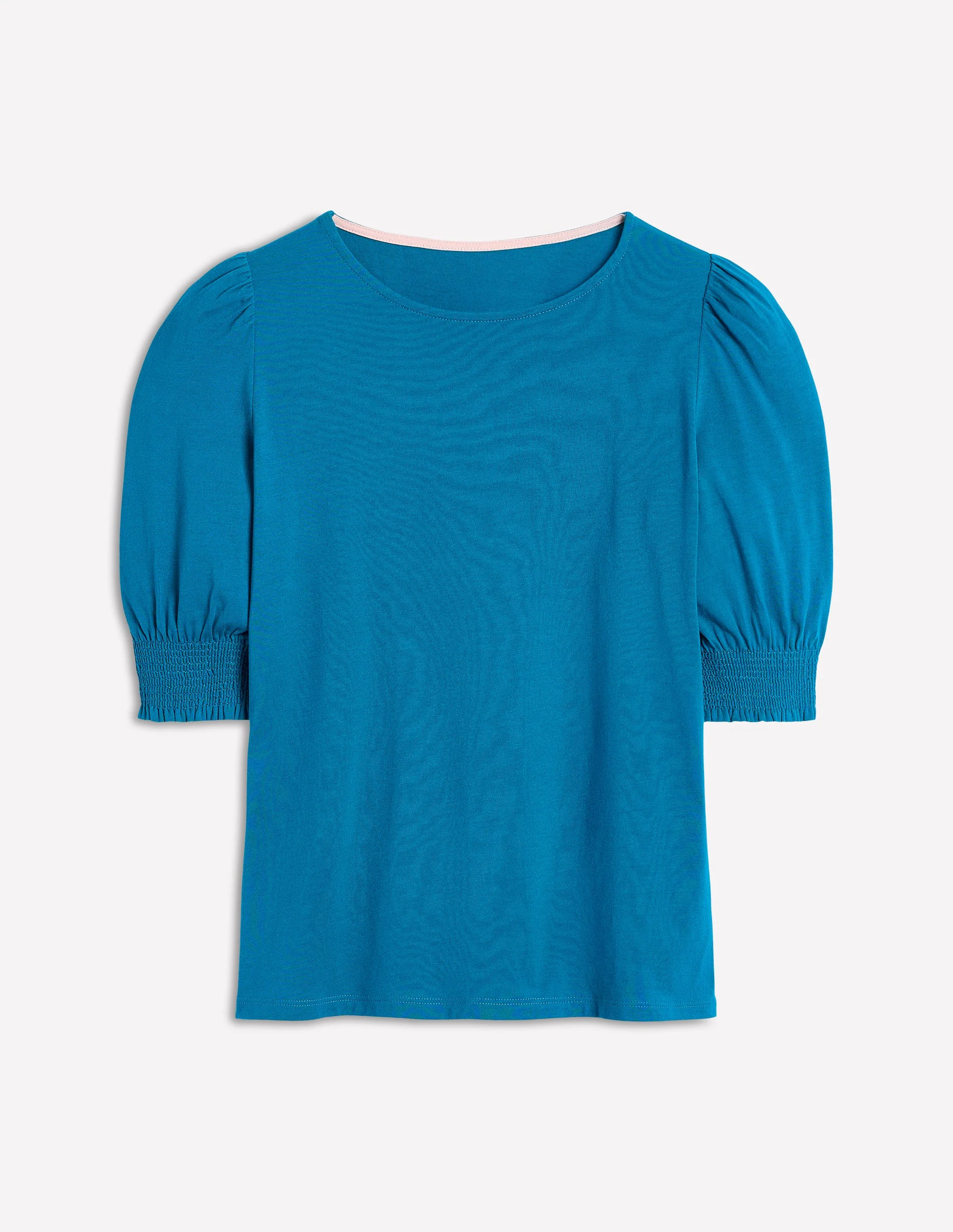 Short Sleeve Smocked Cuff Top-Deep Sea Green - Image 5