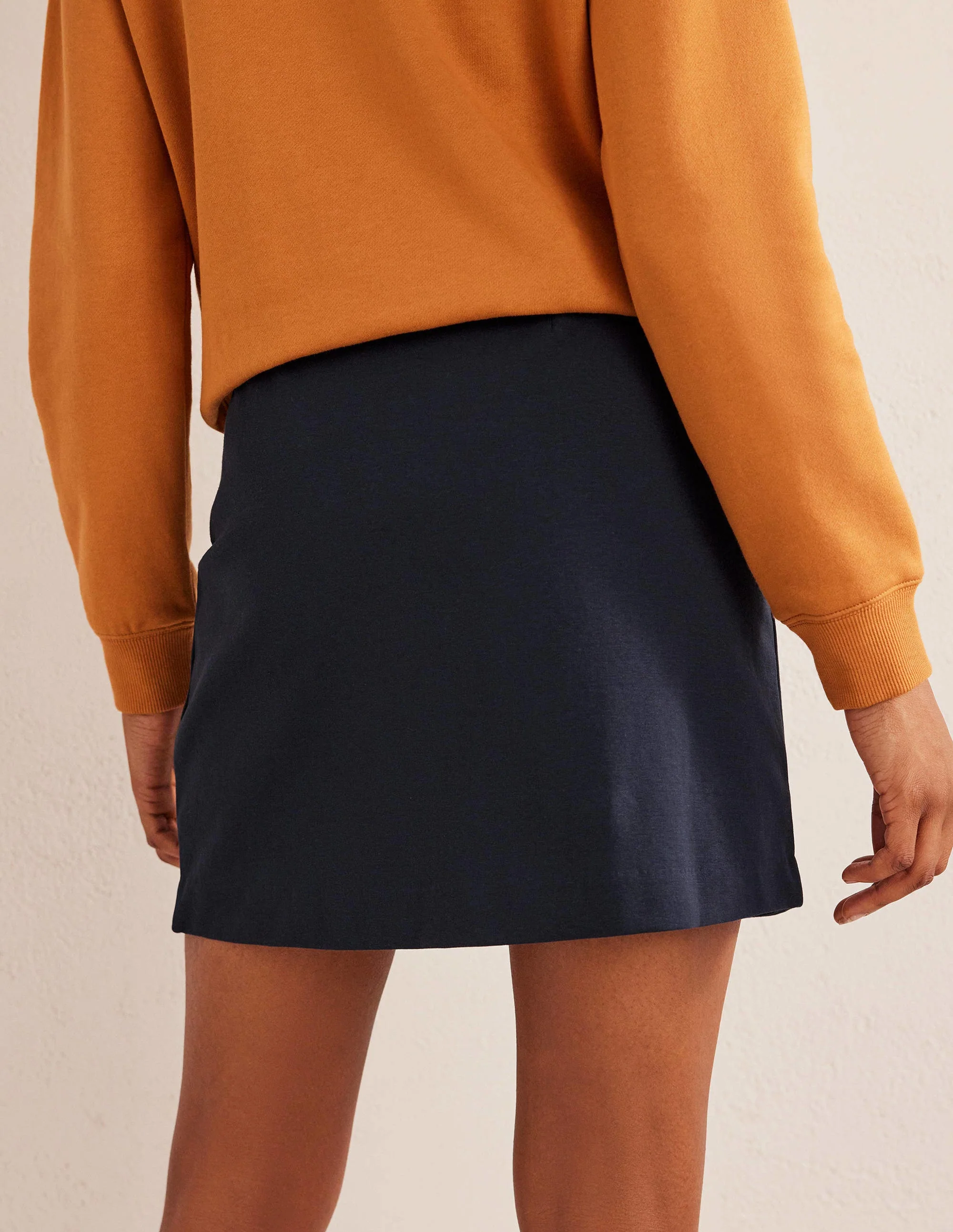 Side Split Jersey Mini Skirt-Navy - Image 3