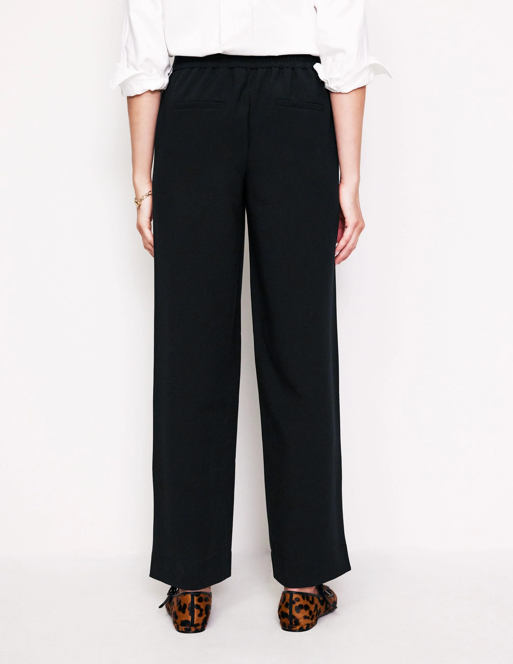 Side Stripe Pull-on Pants-Black with Camel Stripe - Image 3