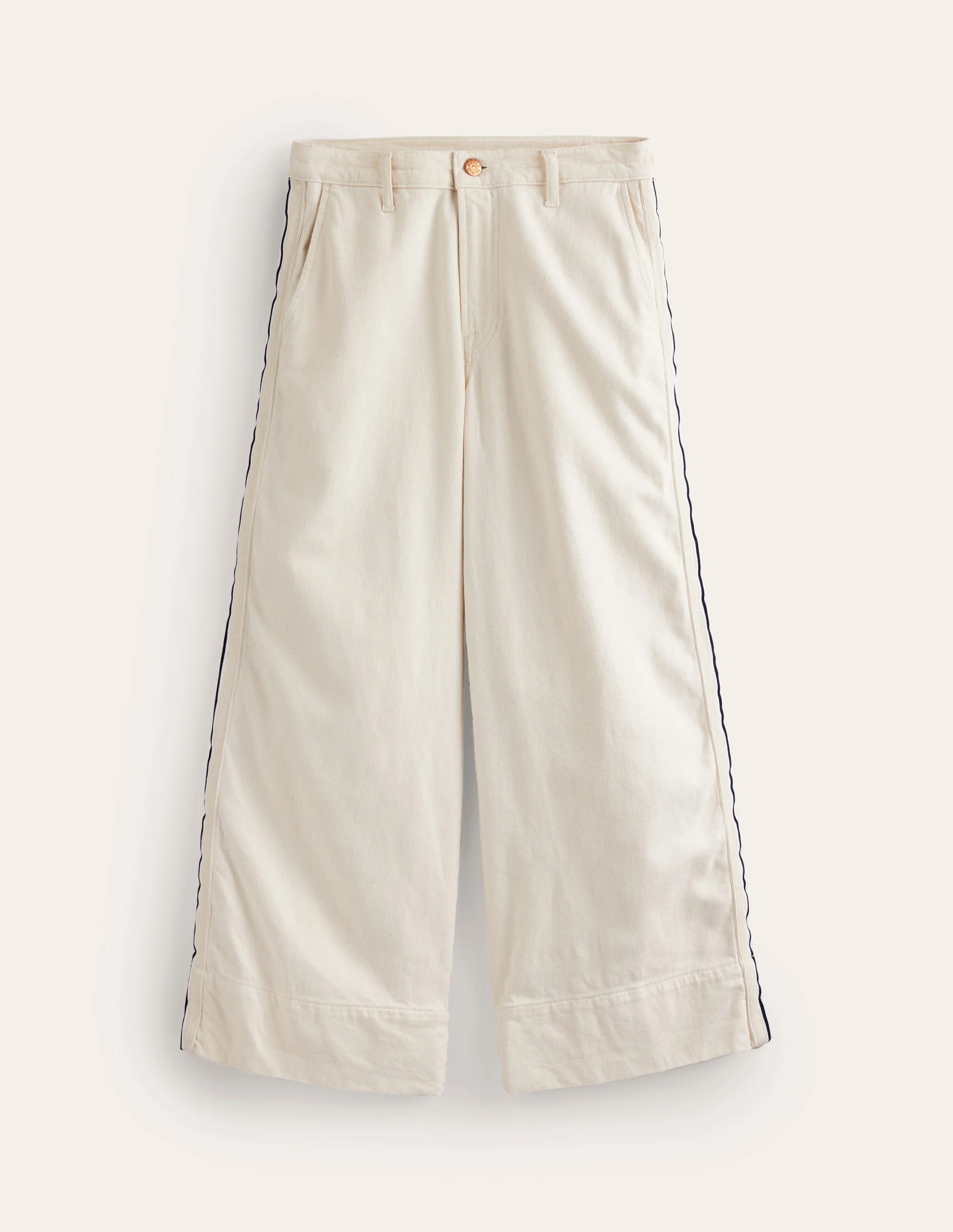 Side Stripe Wide Crop Jeans-Ecru - Image 7