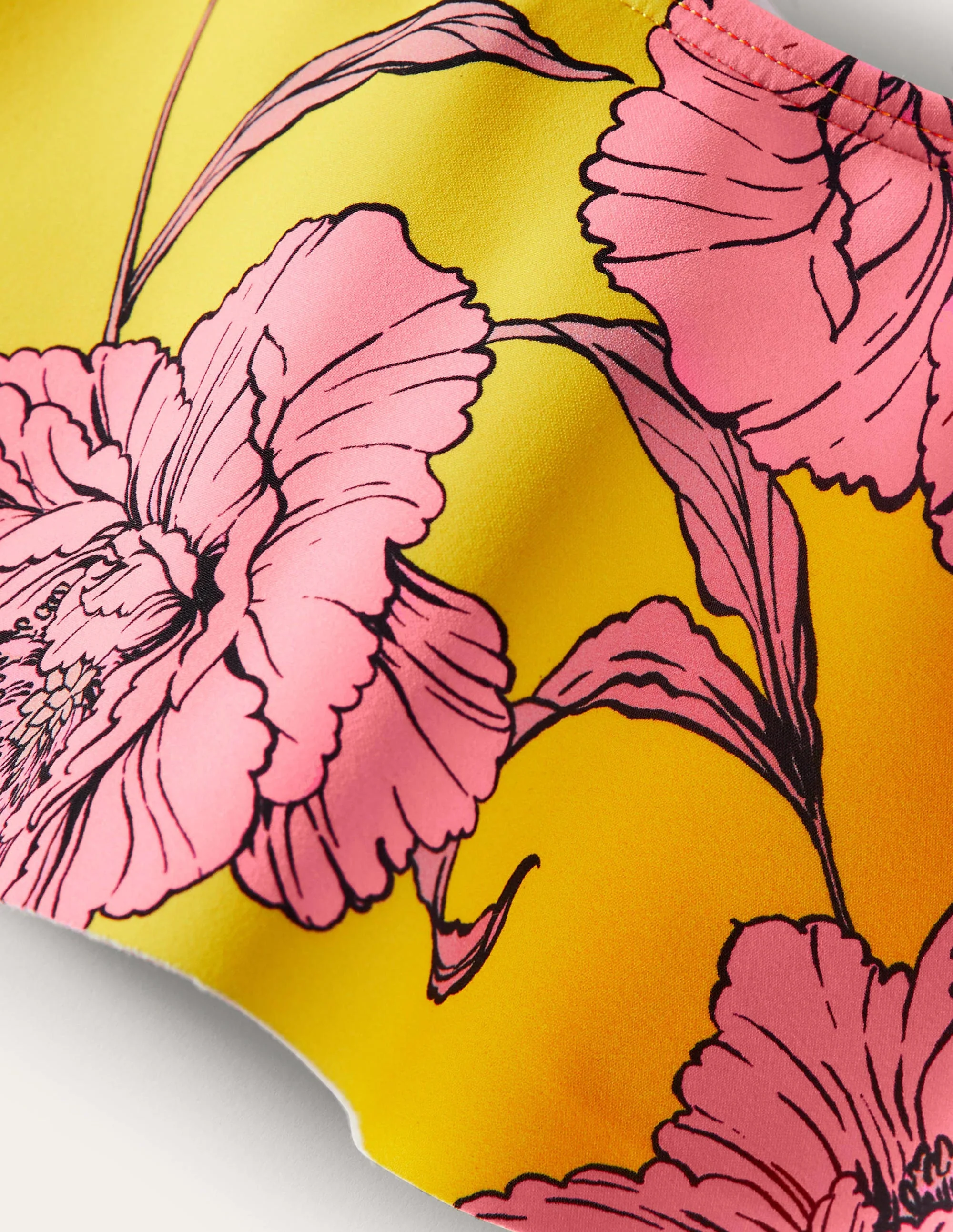 Siena Ruffle Bardot Bikini Top-Lemon Fizz, Peony Bloom - Image 9