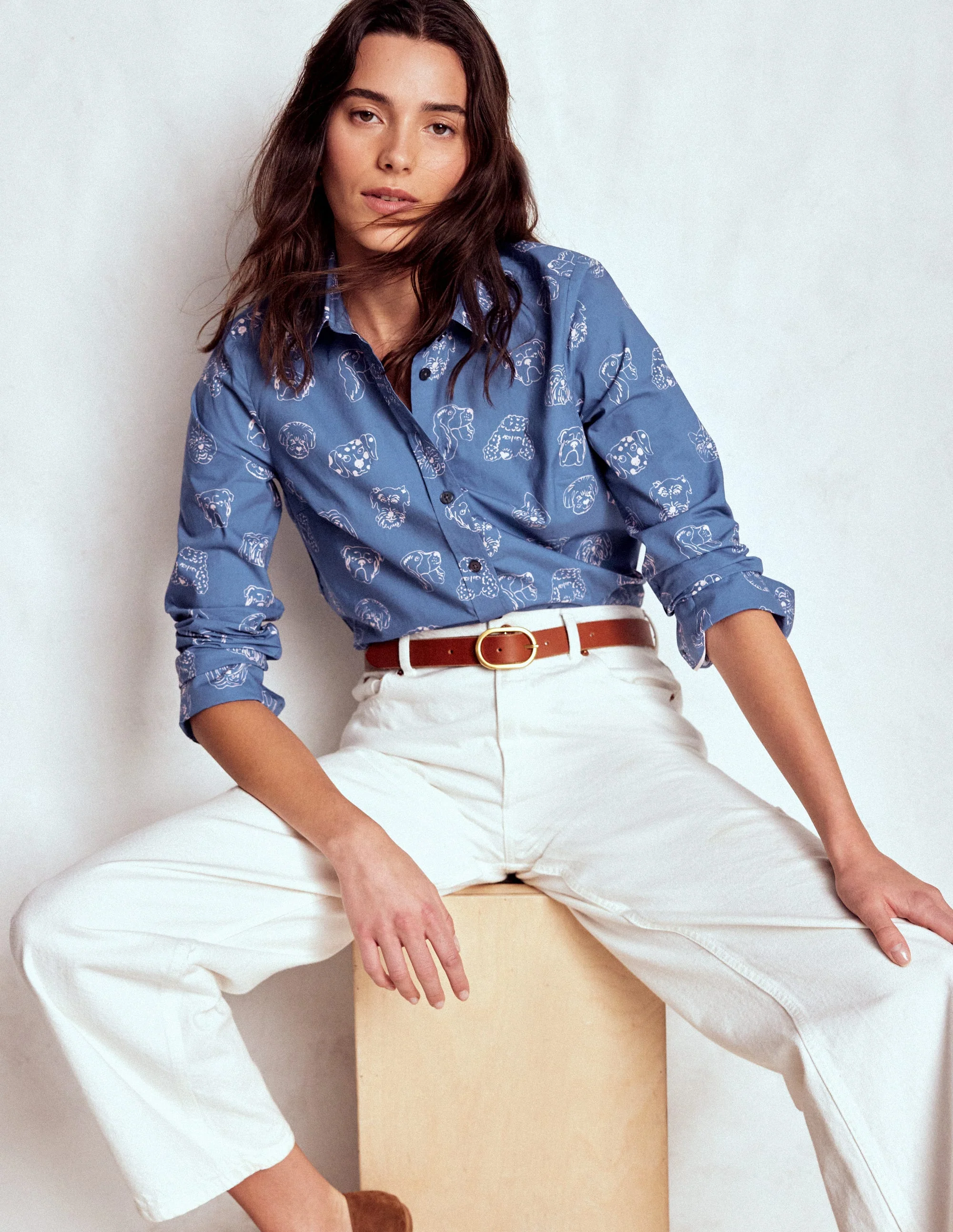 Sienna Cotton Shirt-Blue, Multi Dogs - Image 4