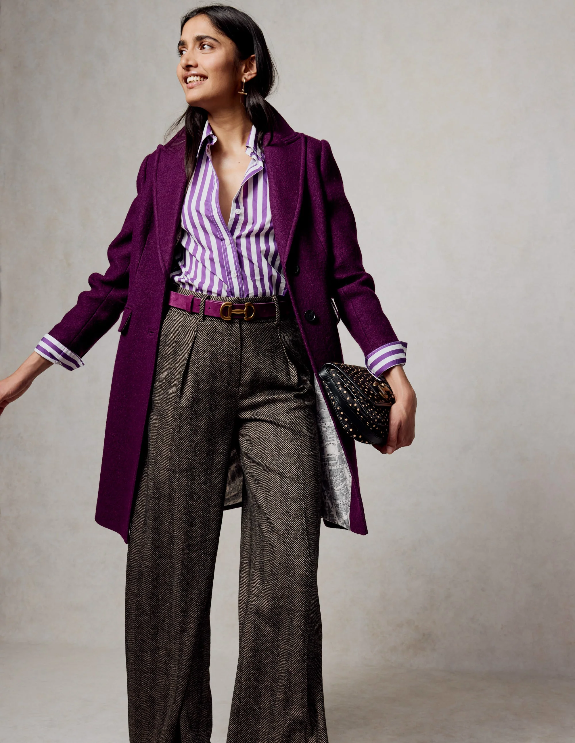 Sienna Cotton Shirt-Royal Purple, Ivory Stripe - Image 5