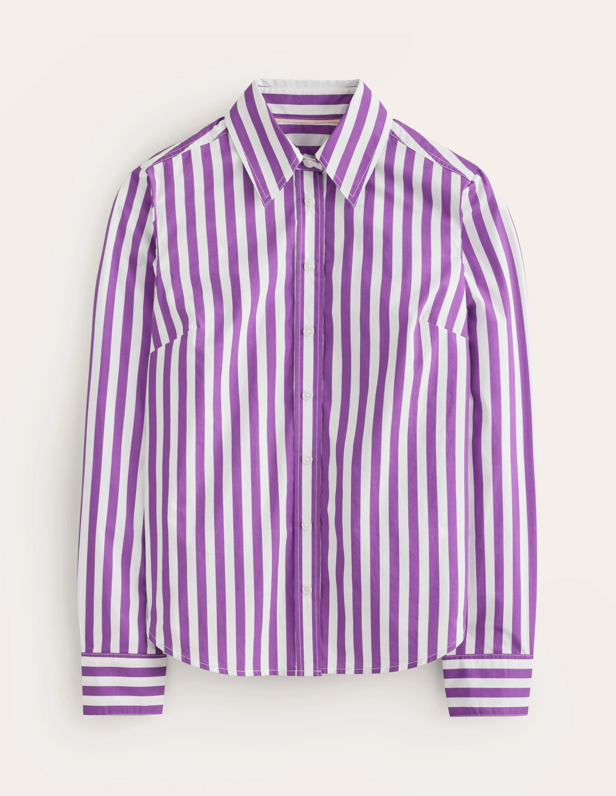 Sienna Cotton Shirt-Royal Purple, Ivory Stripe - Image 6