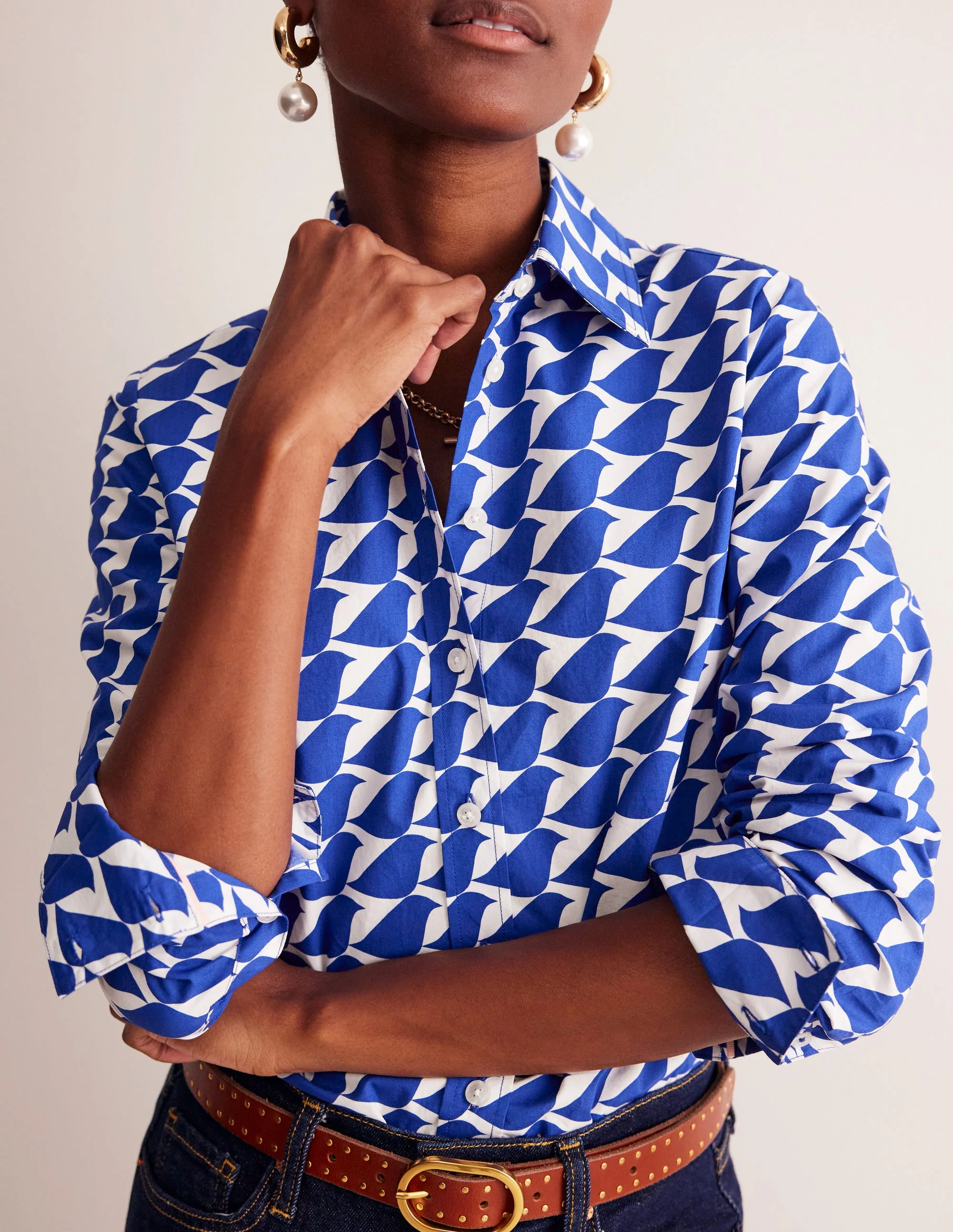 Sienna Cotton Shirt-Sapphire Blue, Birdie - Image 2