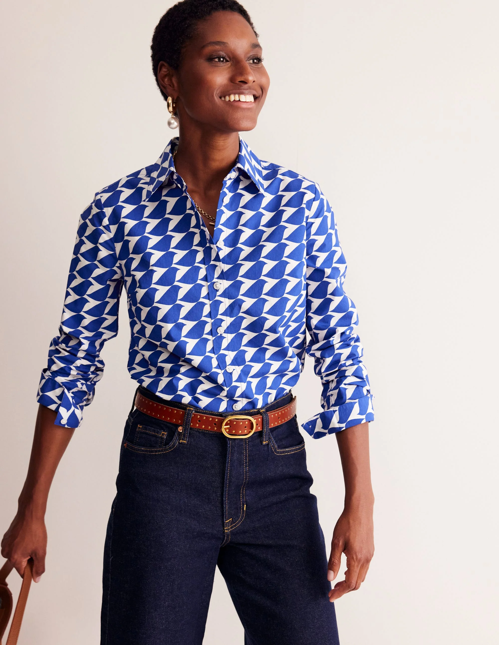Sienna Cotton Shirt-Sapphire Blue, Birdie - Image 5