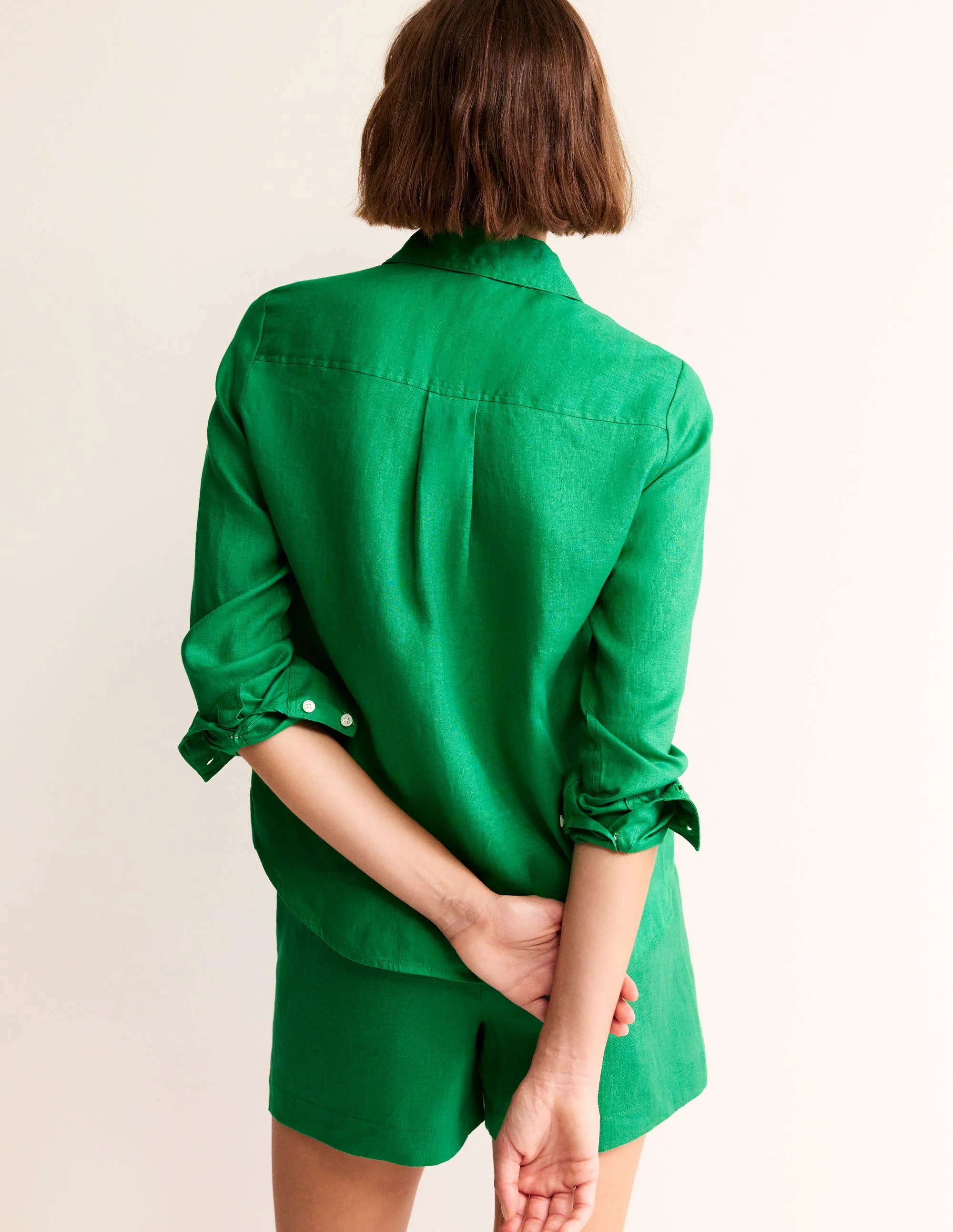 Sienna Linen Shirt-Green Tambourine - Image 3