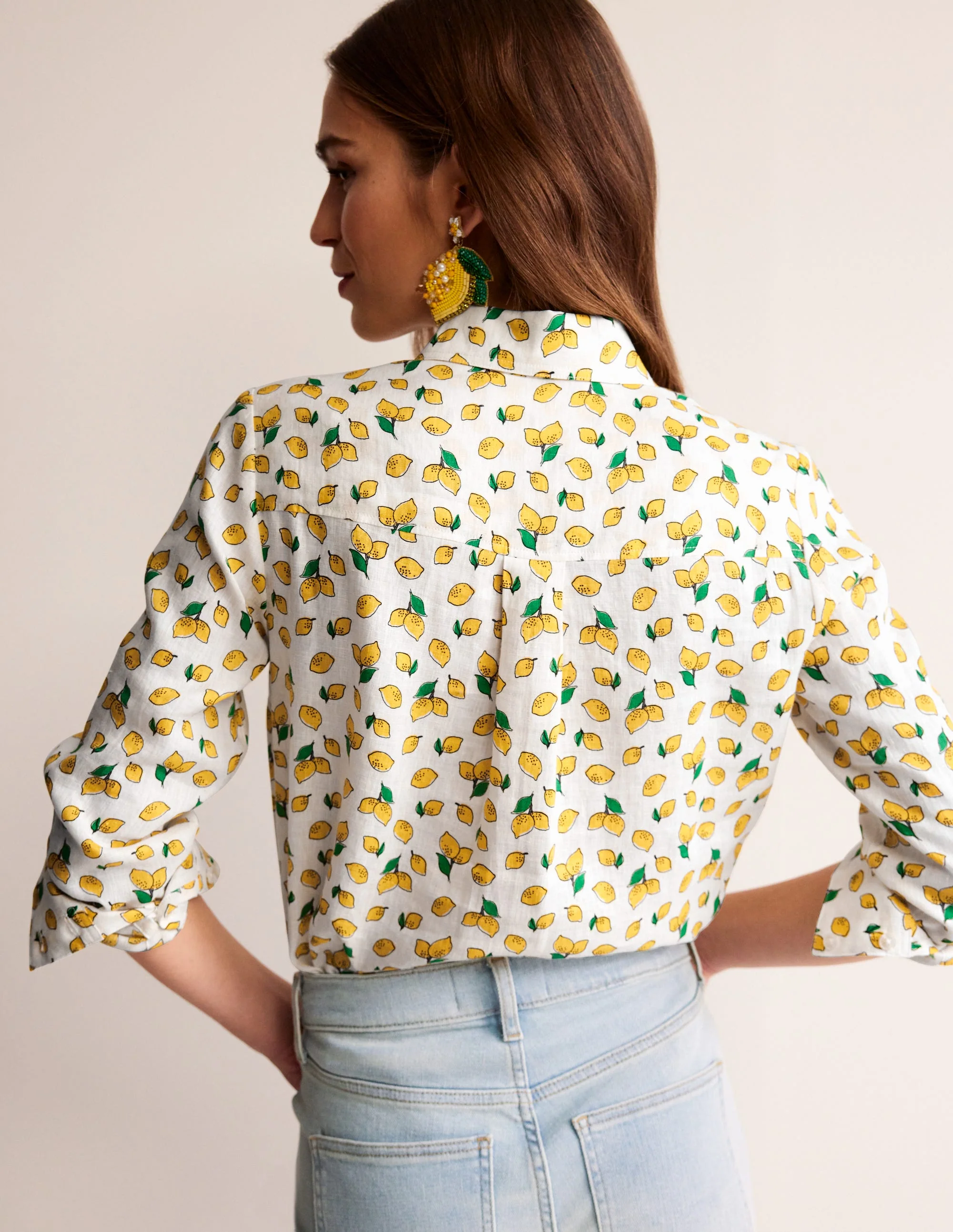 Sienna Linen Shirt-Ivory, Amalfi Lemons - Image 3