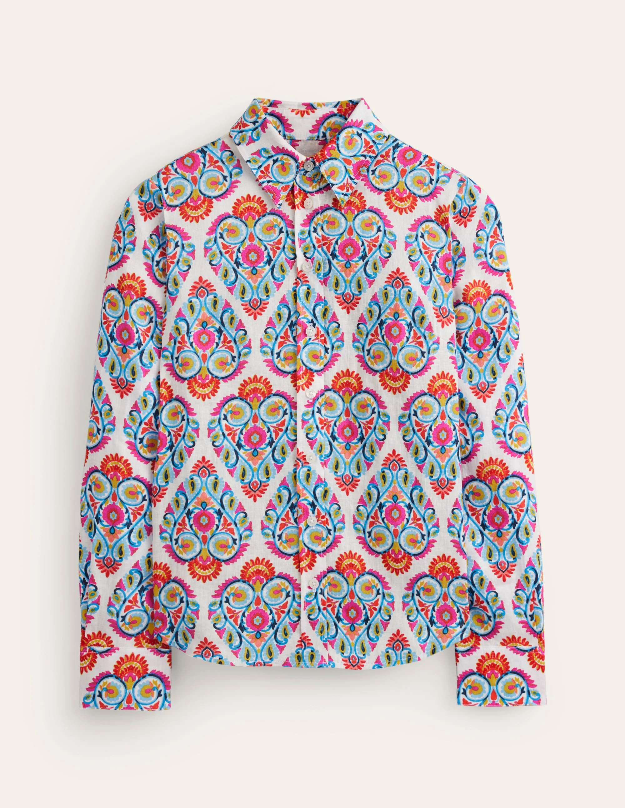 Sienna Linen Shirt-Multi, Flora Stamp - Image 5