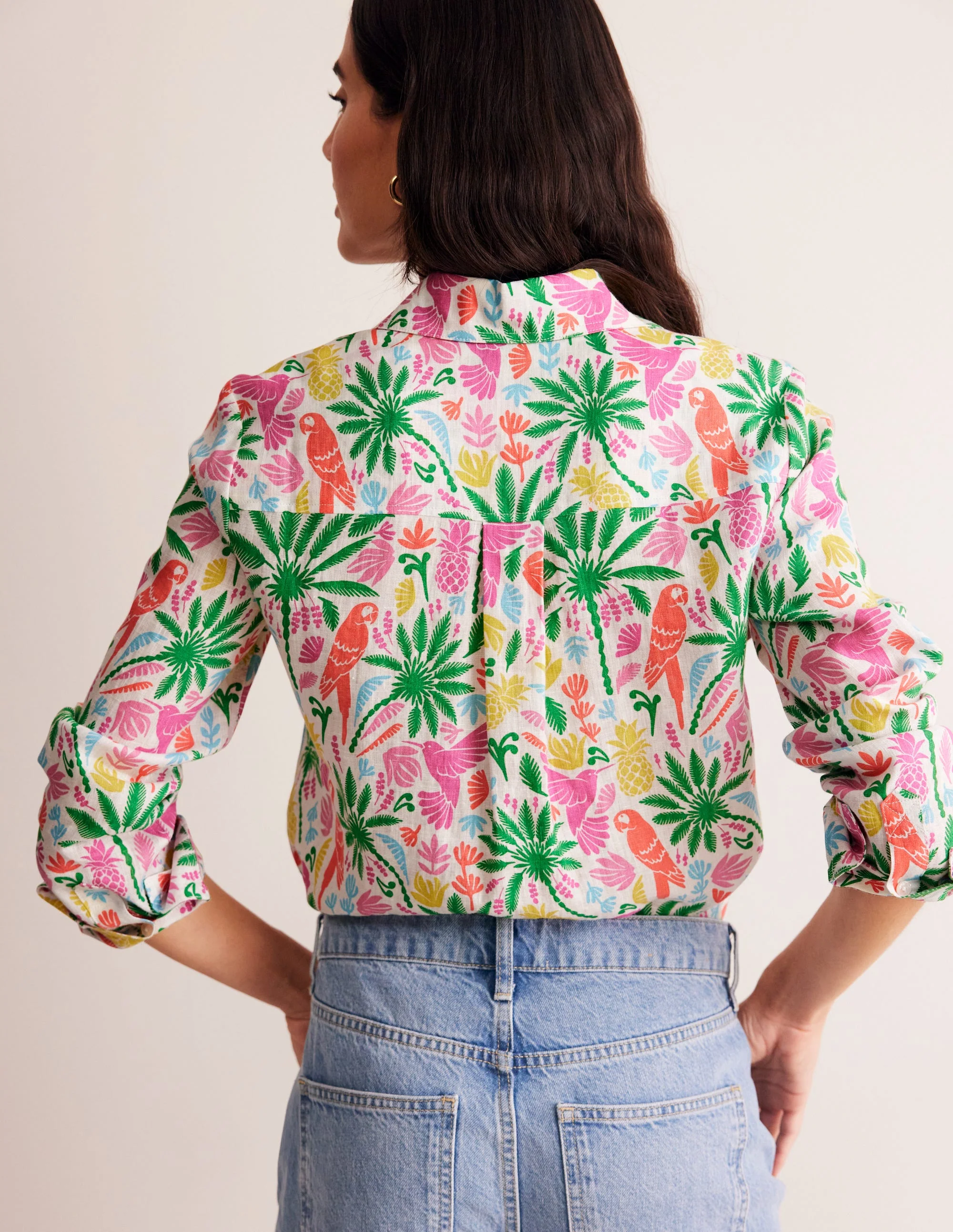 Sienna Linen Shirt-Multi, Tropical Paradise - Image 3