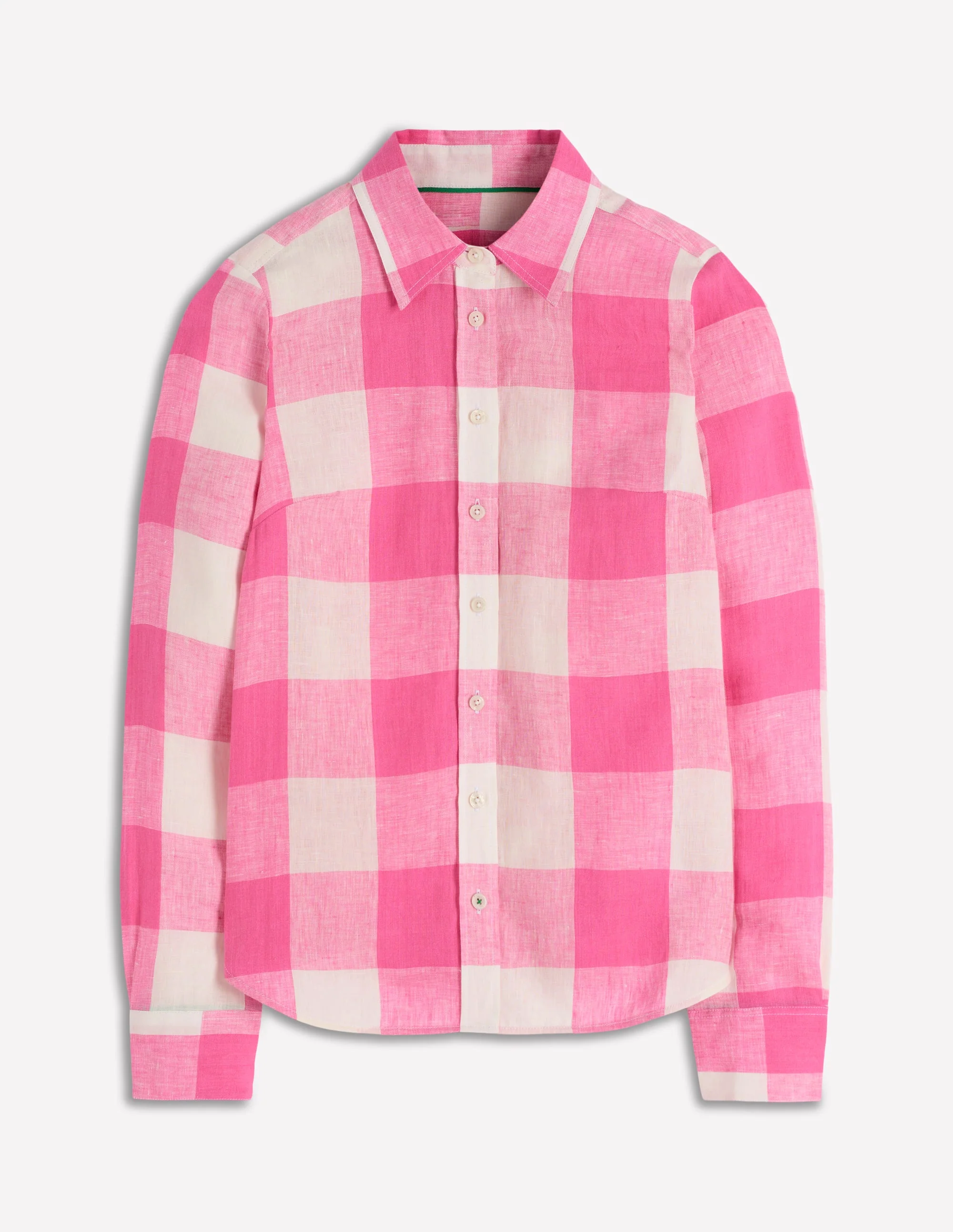 Sienna Linen Shirt-Pink Punch Gingham - Image 7
