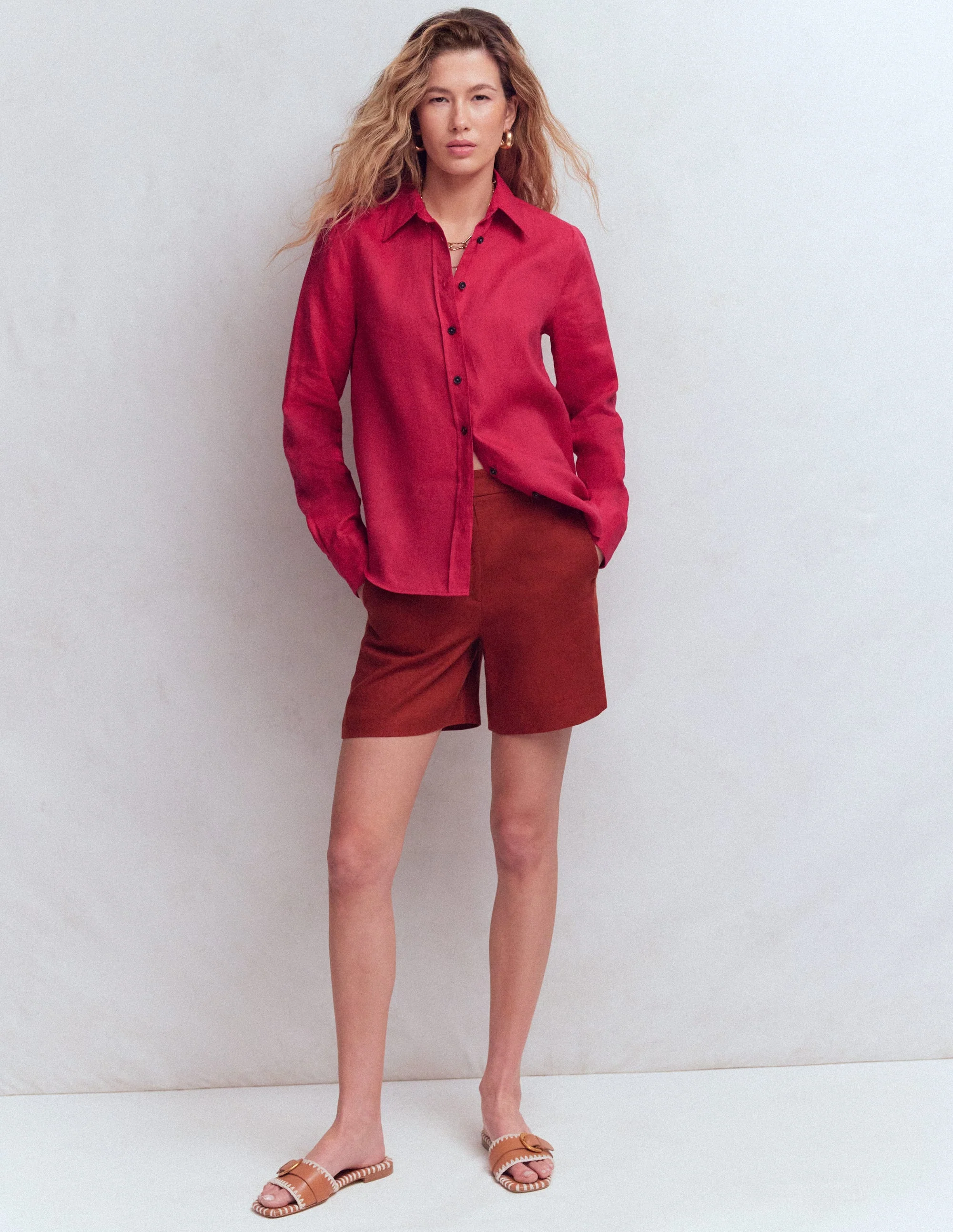 Sienna Linen Shirt-Pomegranate - Image 5