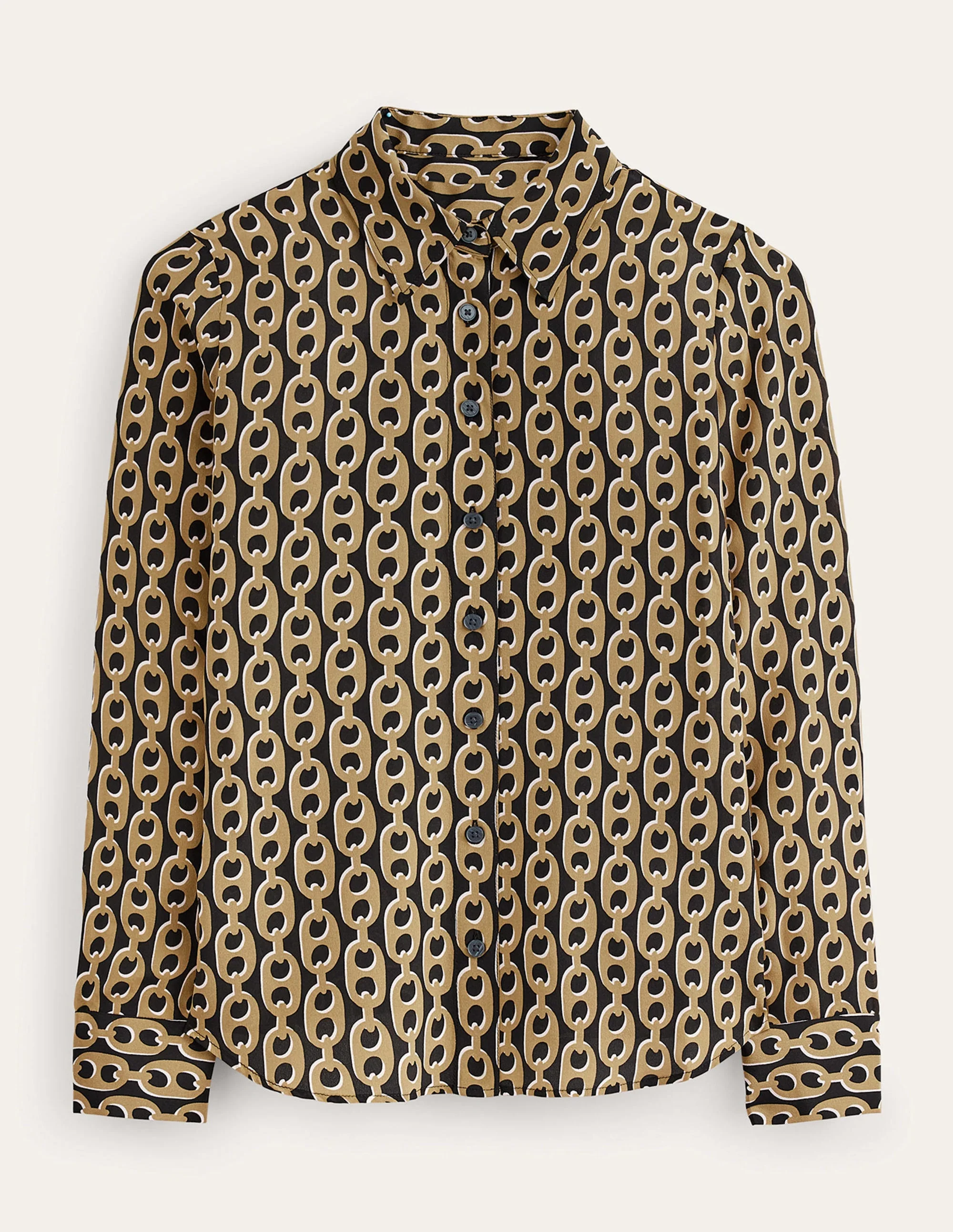 Sienna Silk Shirt-Black, Camel Chain - Image 5