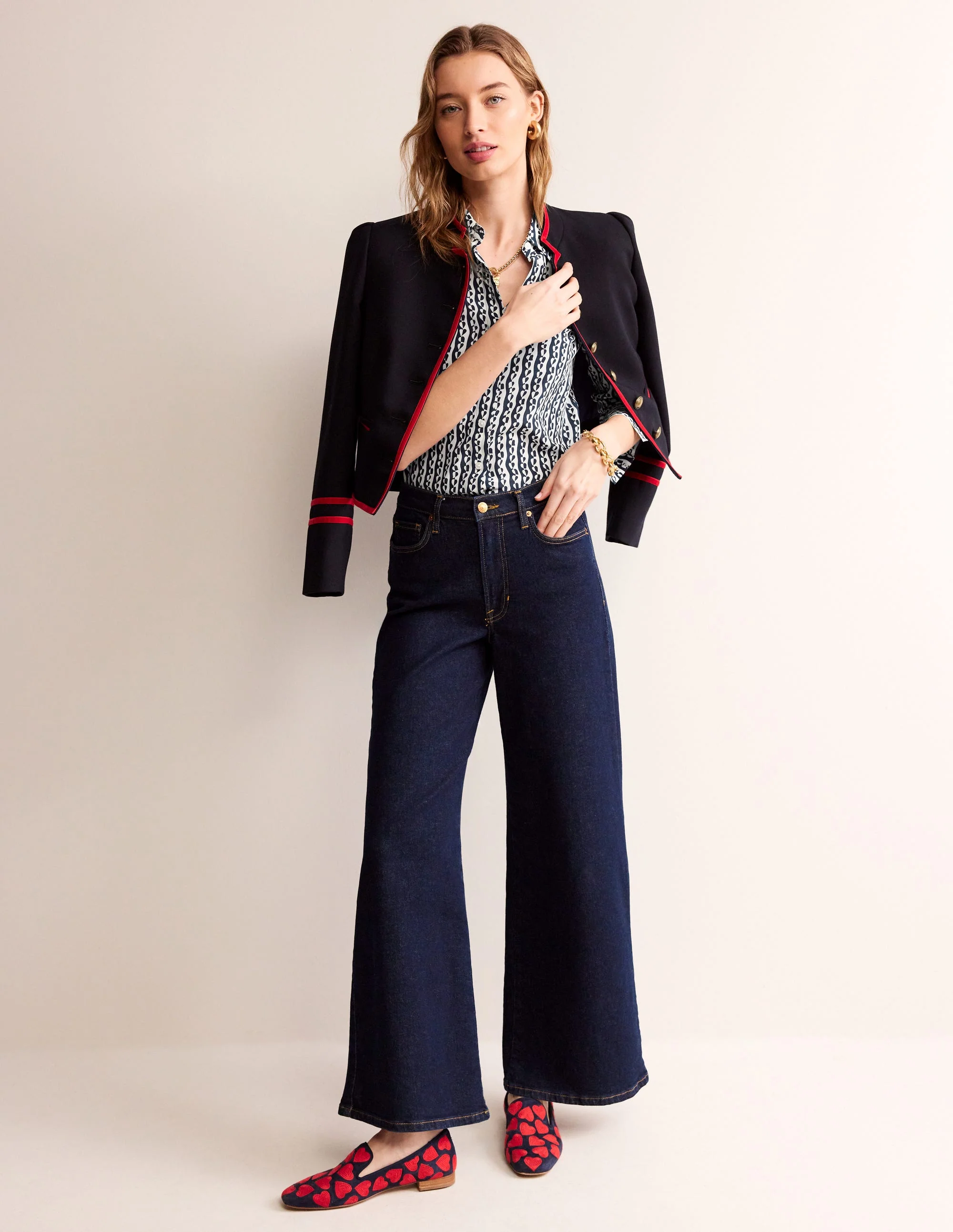 Sienna Silk Shirt-Navy, Abstract Heart - Image 4
