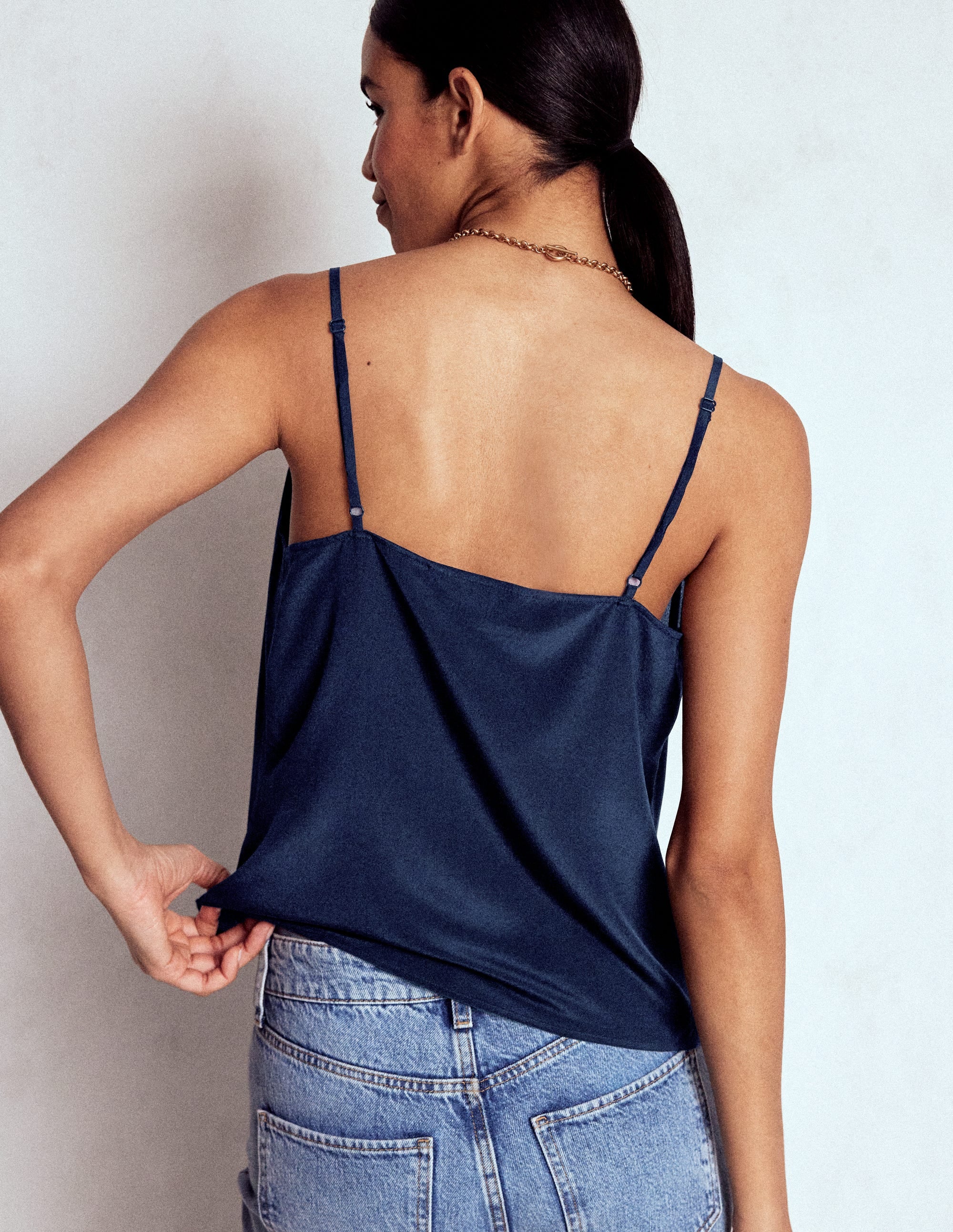 Silk Cami-Navy - Image 2