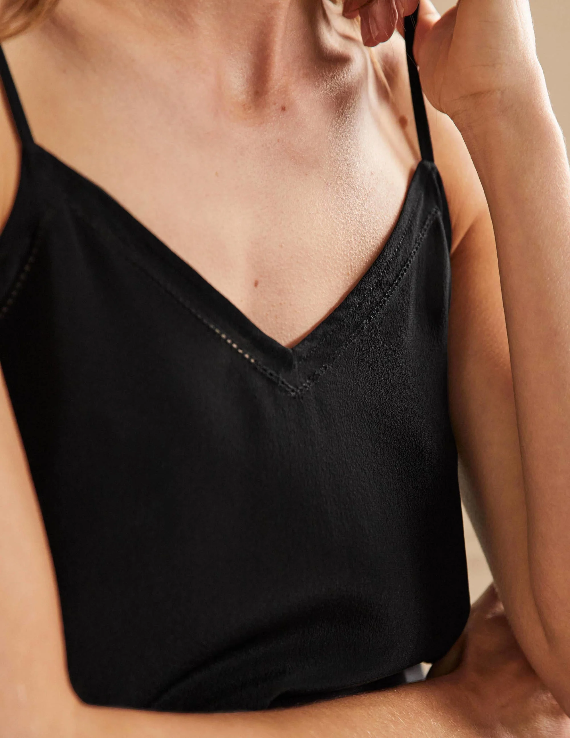 Silk Cami Top-Black - Image 4