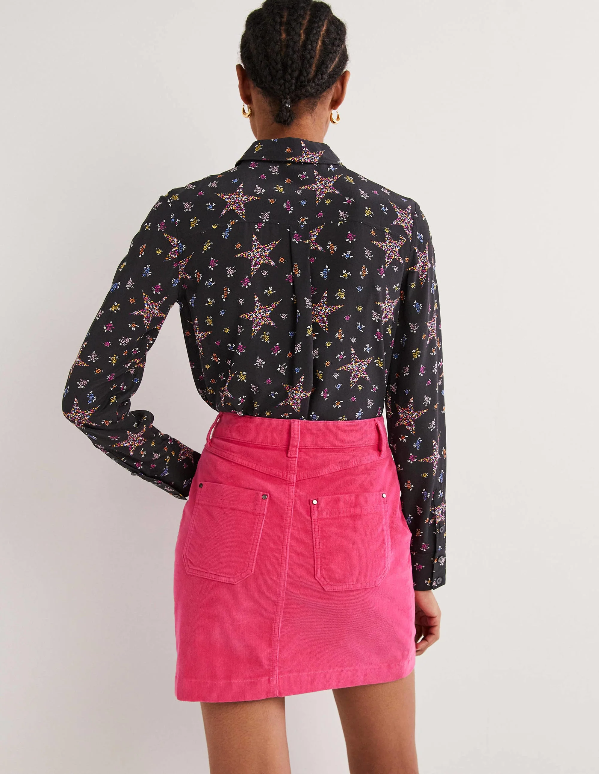 Silk Shirt-Black, Ditsy Star - Image 3