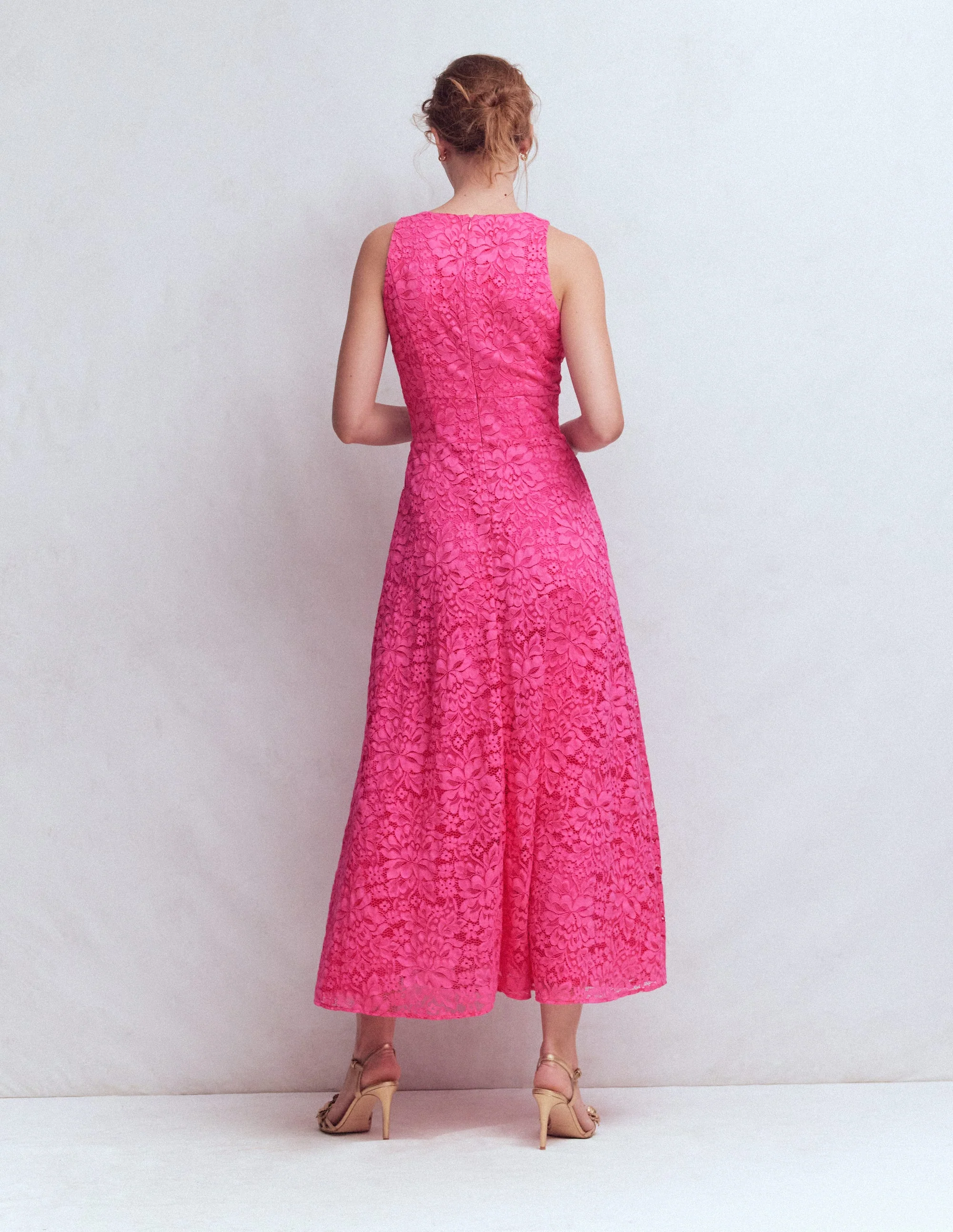 Silvia Boned Bodice Maxi Dress-Pink Punch Lace - Image 3