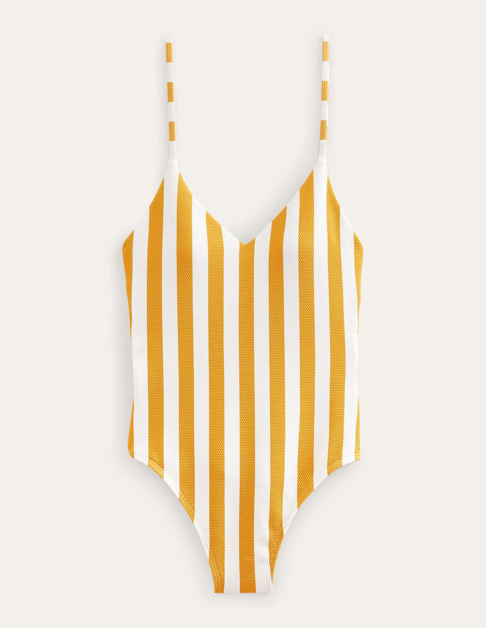 Skinny Strap Stripe Swimsuit-Ginger Yellow, Ivory Stripe - Image 5