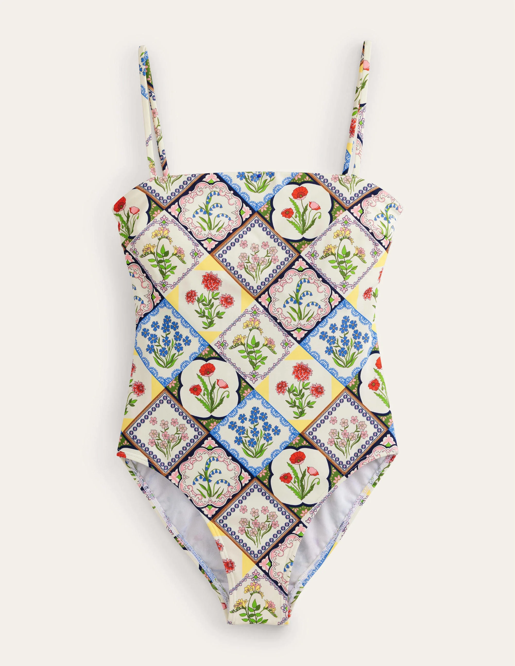 Skinny Strap Swimsuit-Ivory, Wild Bluebell - Image 5