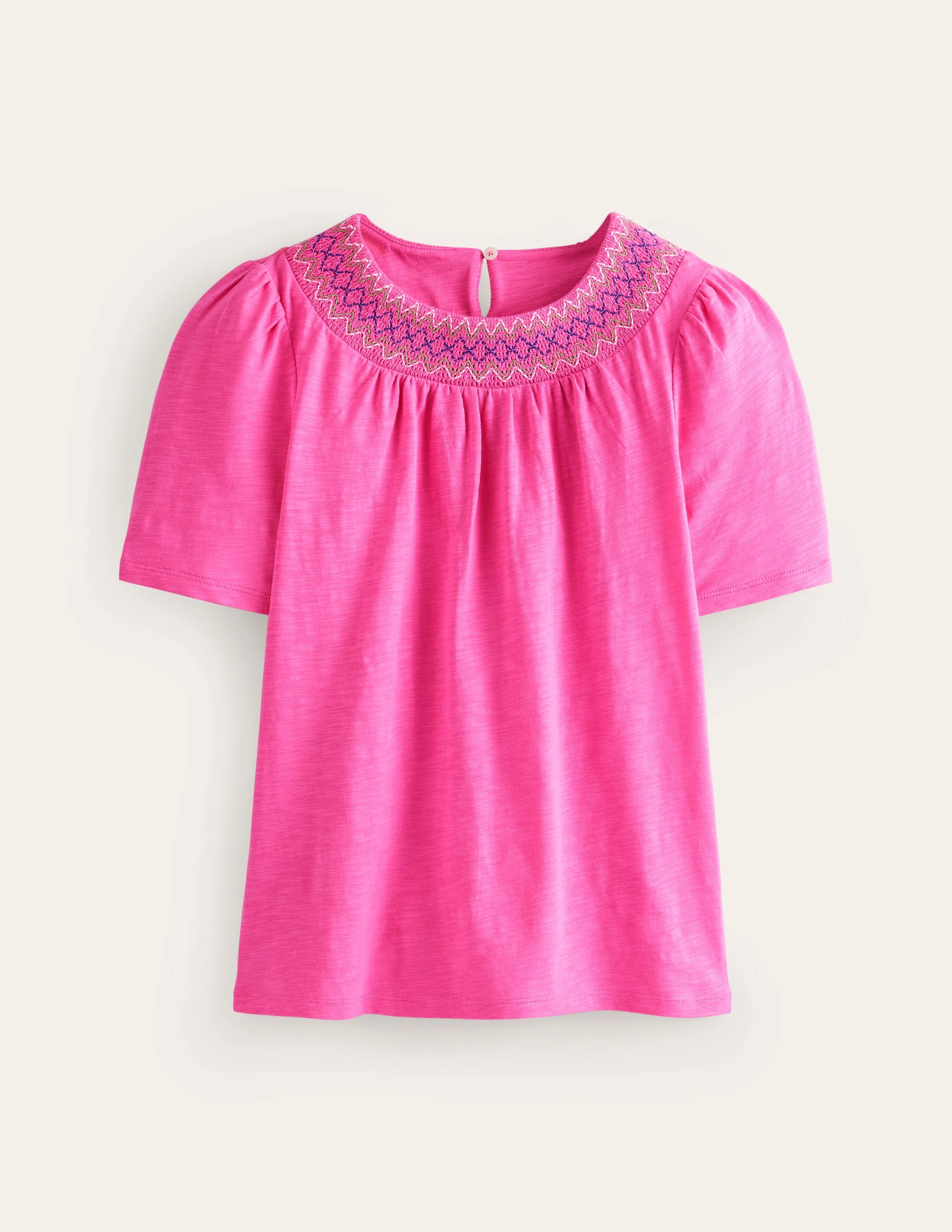 Smock Neck Puff Sleeve Top-Sangria Sunset - Image 5