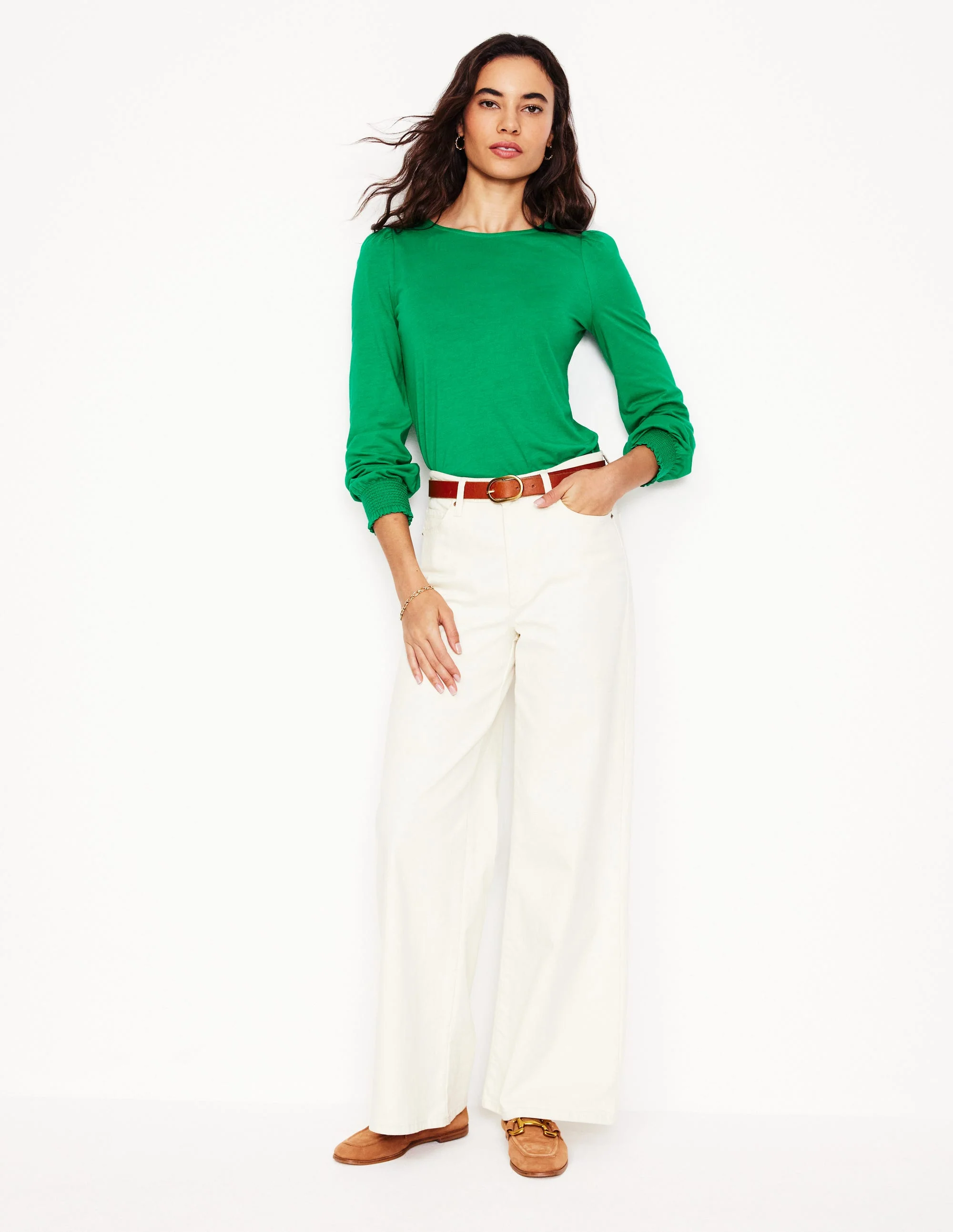 Smocked Cuff Supersoft Top-Rich Emerald - Image 4