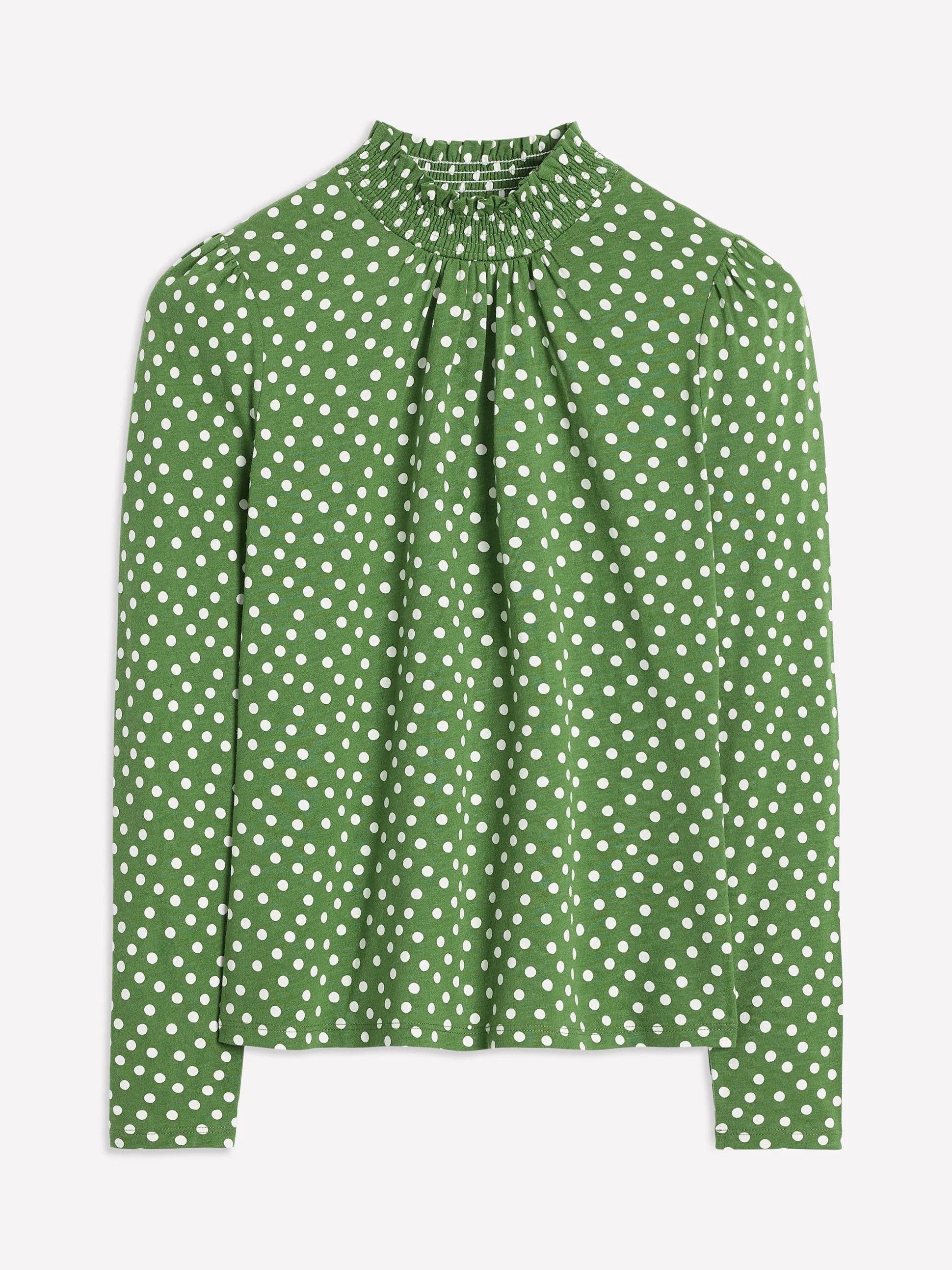 Smocked Neck Printed Top-Promenade Green, Abstract Dot - Image 5