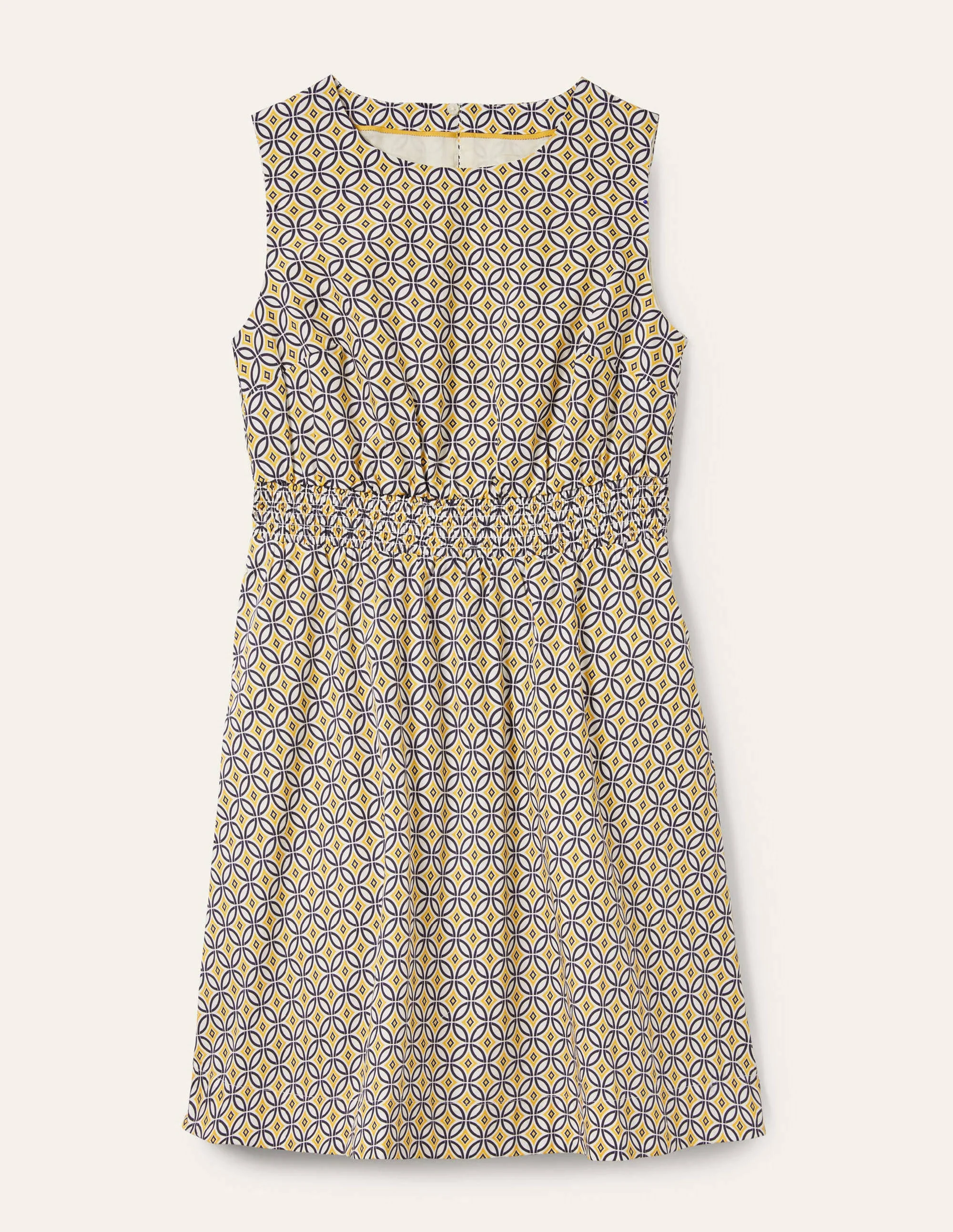 Smocked Waist Mini Dress-Ivory, Diamond Trance - Image 5