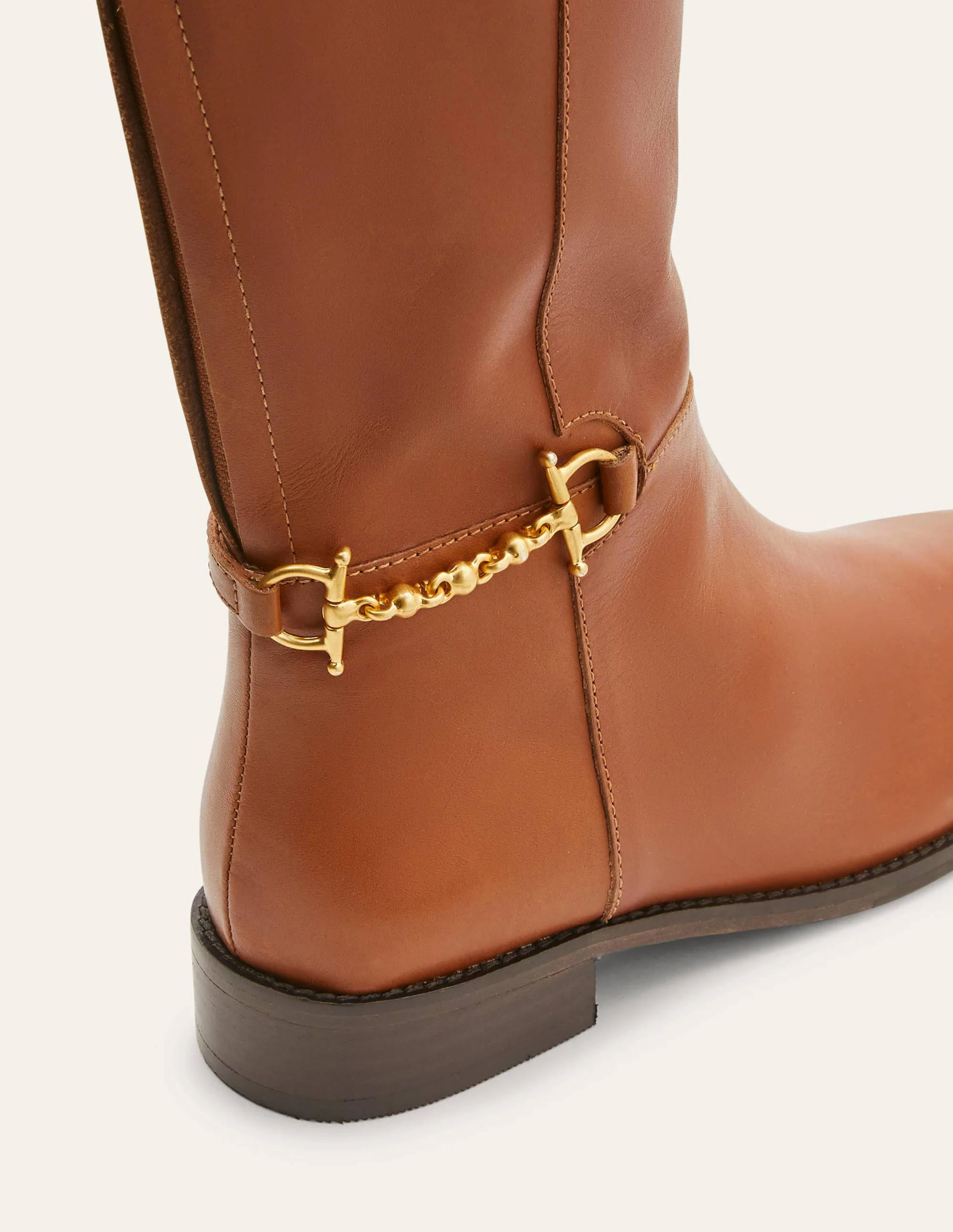 Snaffle Detail Riding Boots-Dark Tan - Image 4