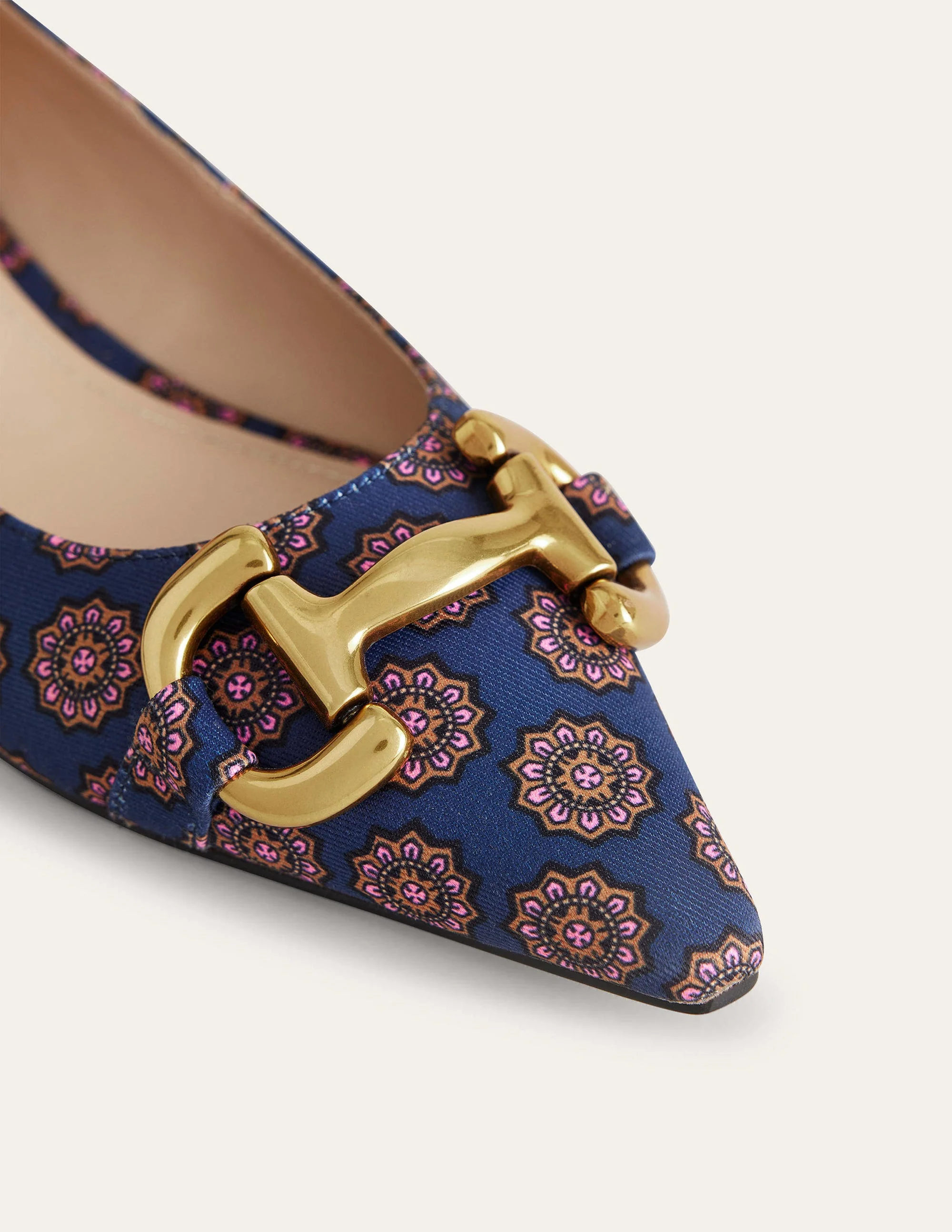 Snaffle Trim Ballet Flats-French Navy, Sunflower Geo - Image 3