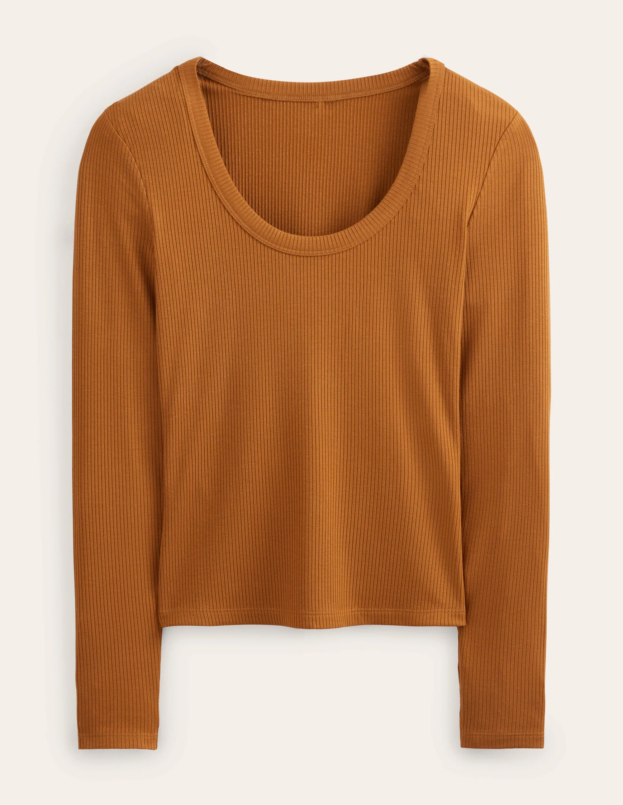 Soft Ribbed Scoop Neck Top-Pumpkin - Image 5