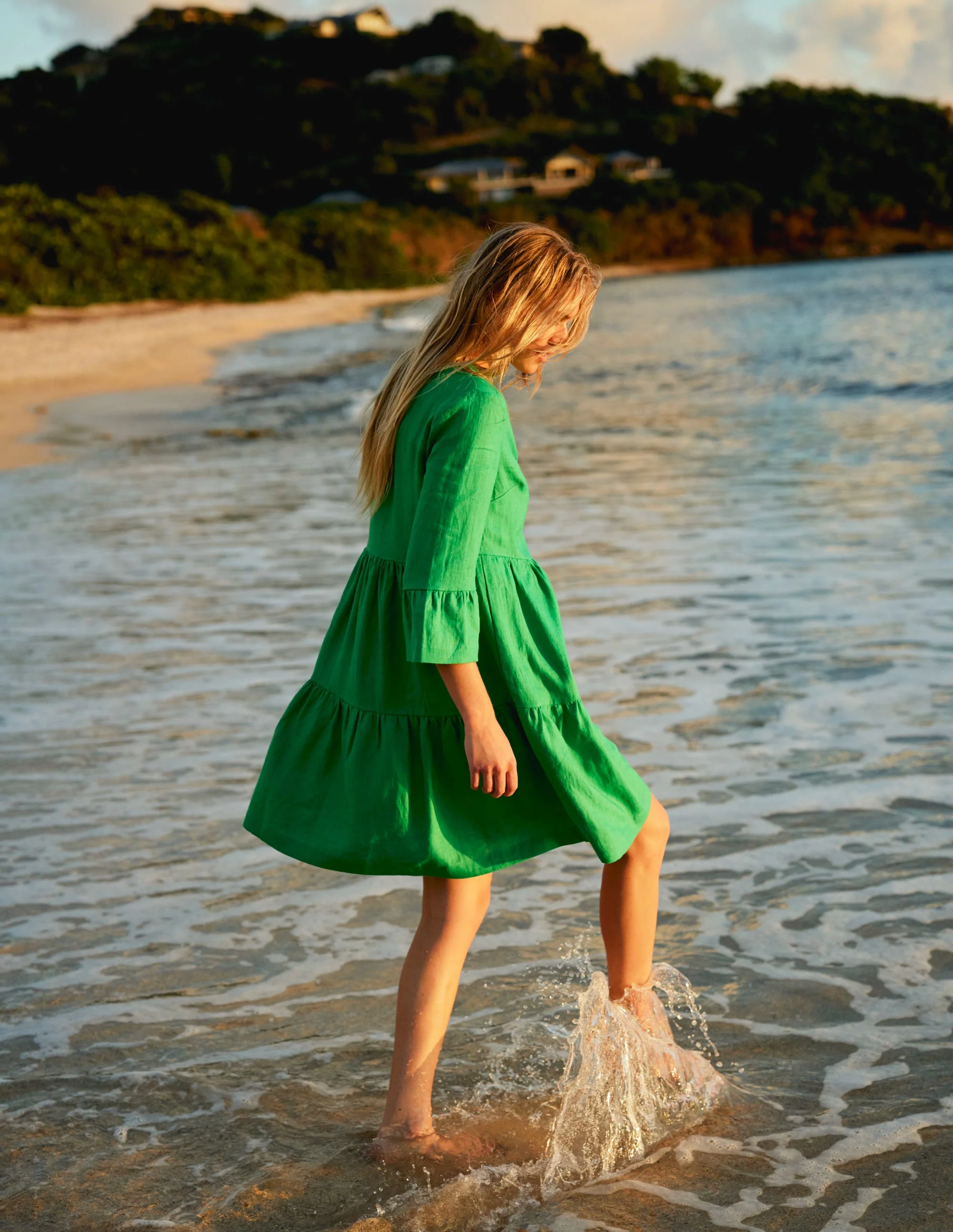 Sophia Linen Short Dress-Bright Green - Image 5