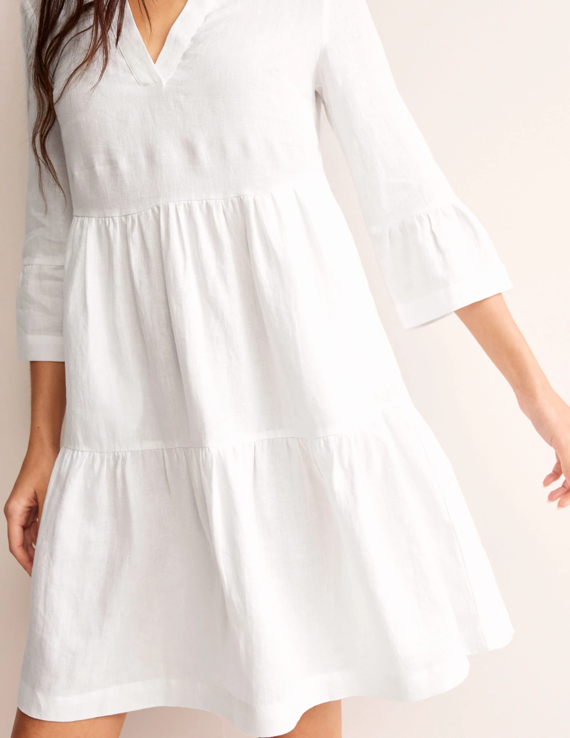 Sophia Linen Short Dress-White - Image 2