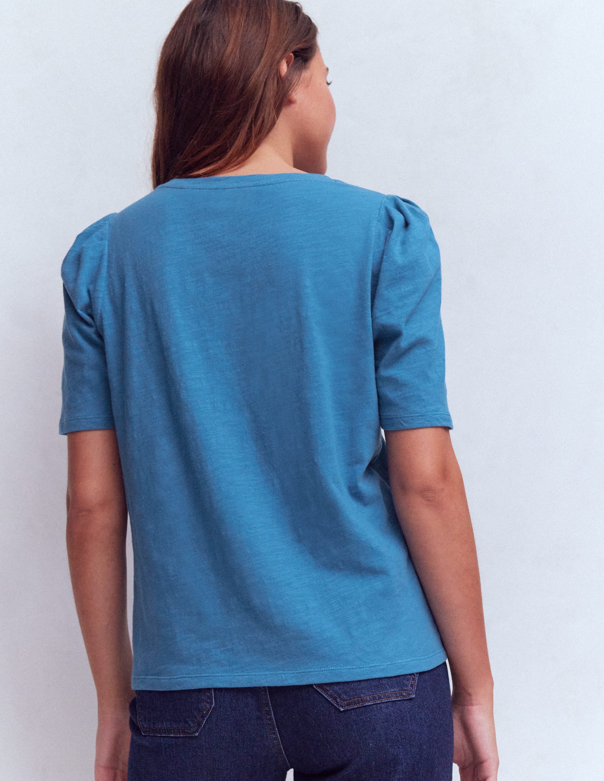 Sophie Puff Sleeve T-shirt-Marine Blue - Image 3