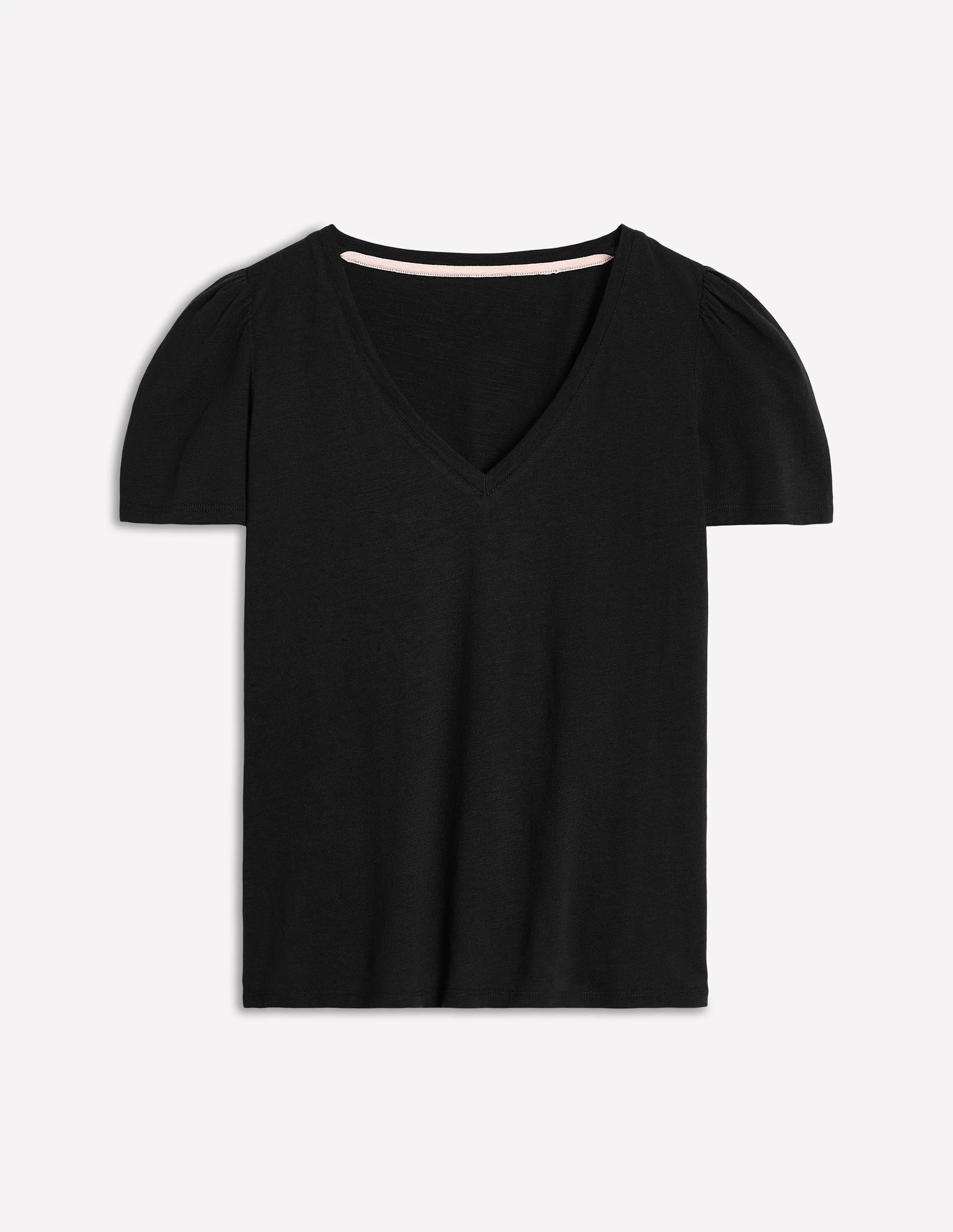 Sophie V-neck Slub T-shirt-Black - Image 5