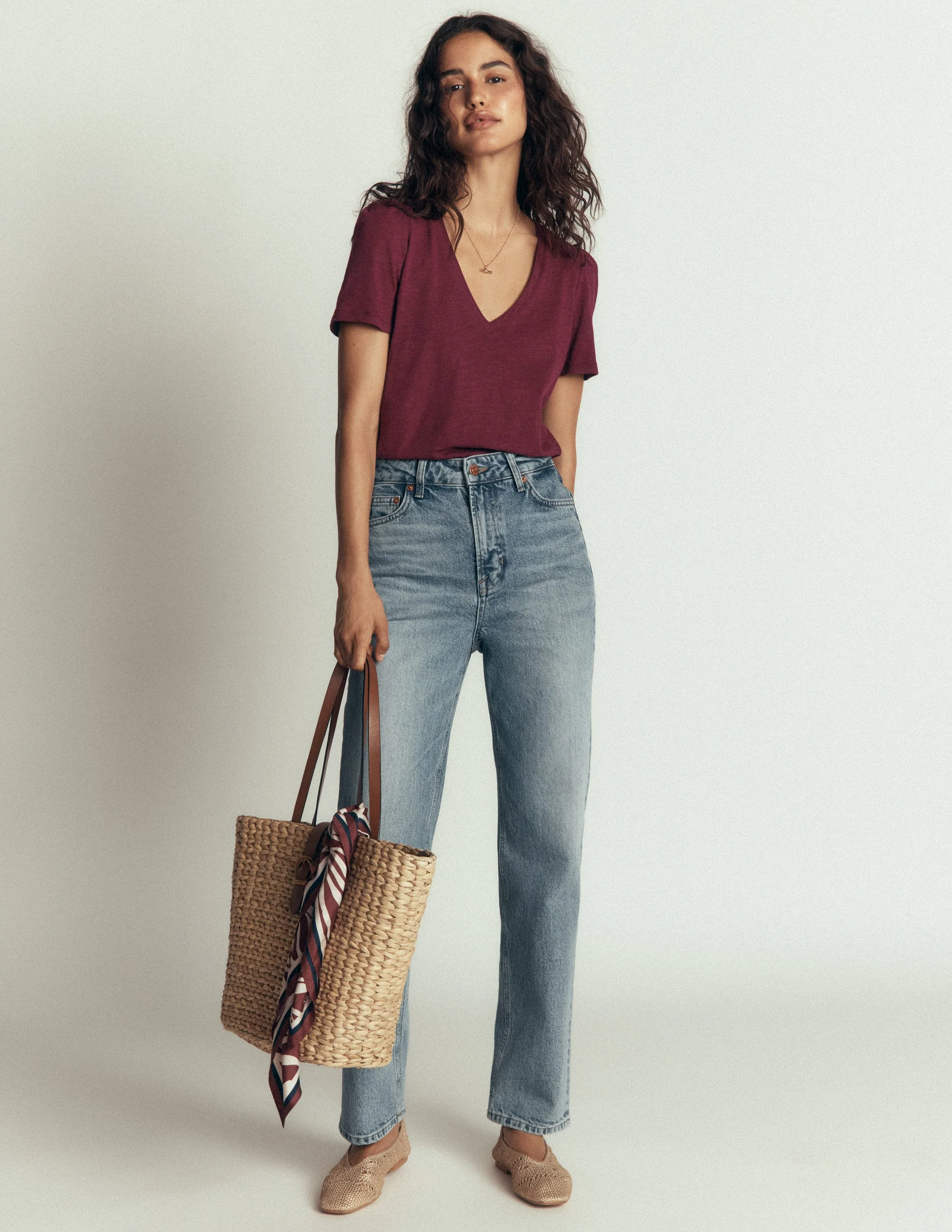Sophie V-neck Slub T-shirt-Deep Wisteria - Image 4