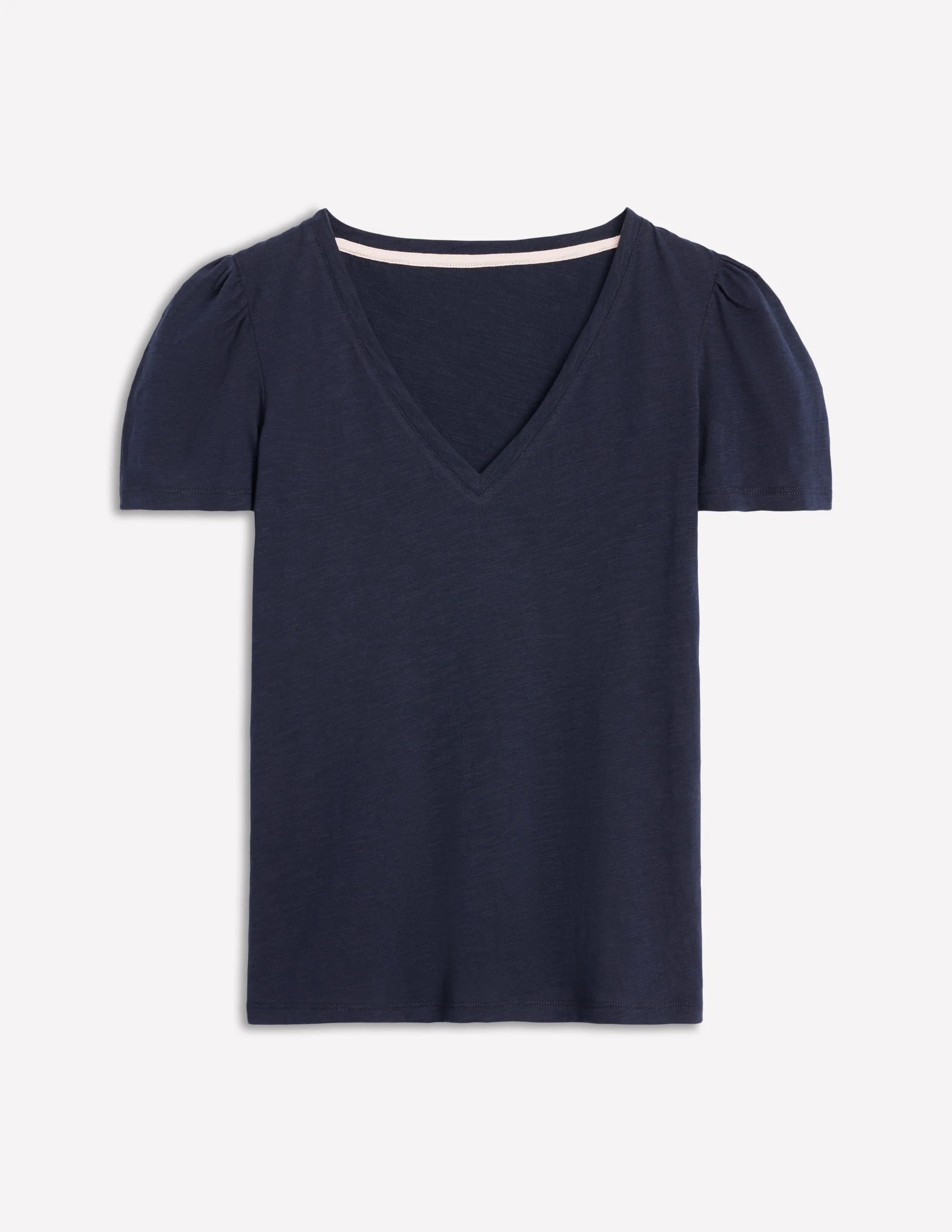 Sophie V-neck Slub T-shirt-Navy - Image 5