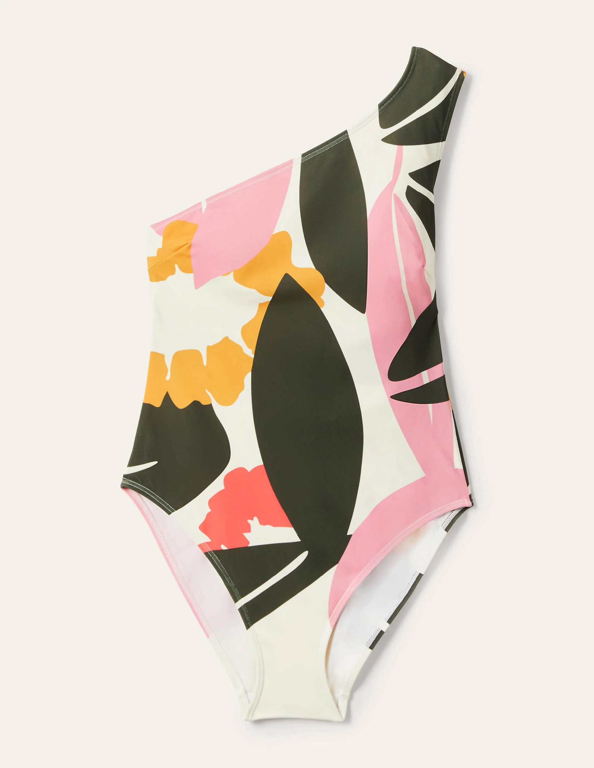 Sorrento One Shoulder Swimsuit-Ivory, Abstract Bloom - Image 5