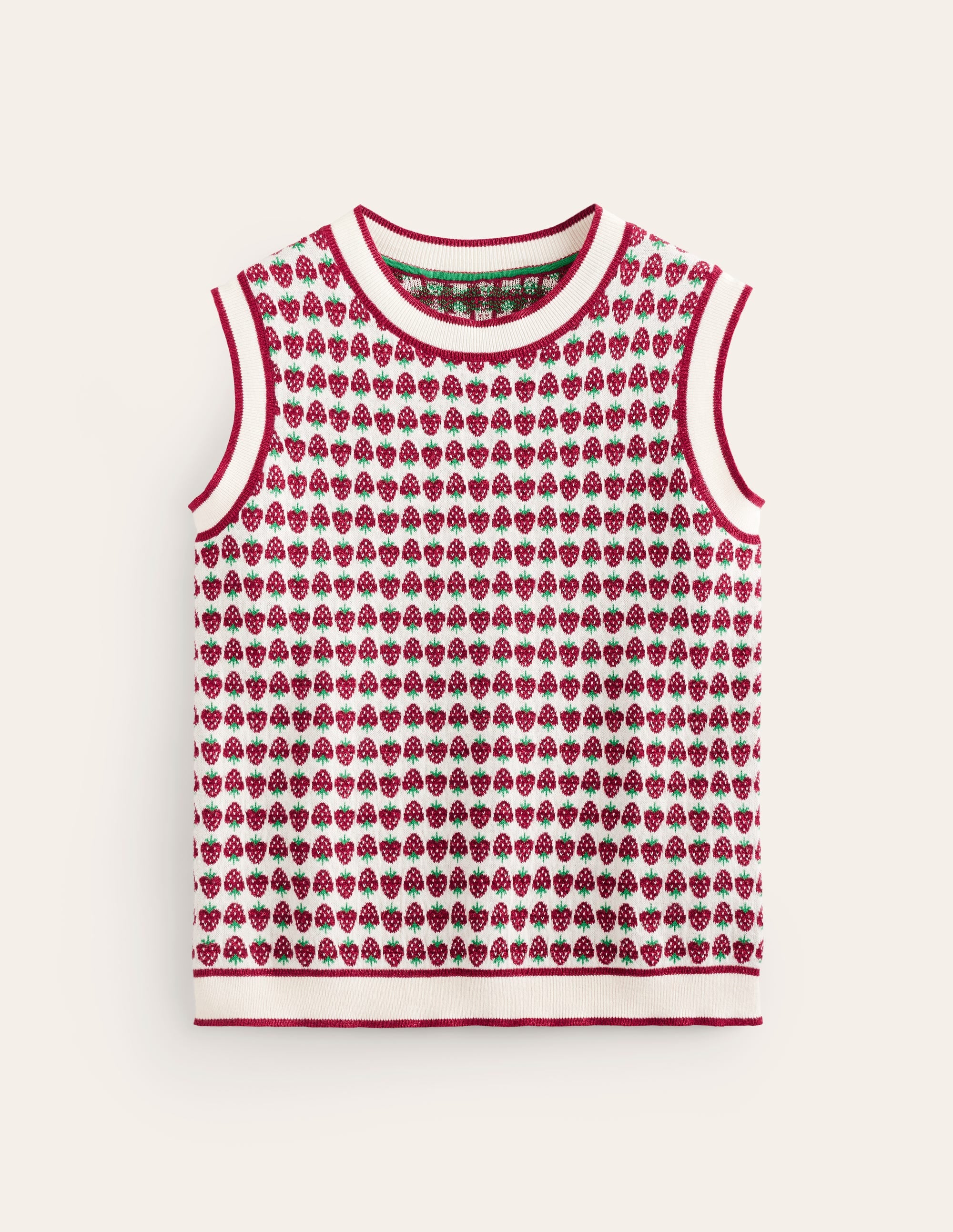 Sparkle Fair Isle Sweater Vest-Red Sparkle Strawberry - Image 6
