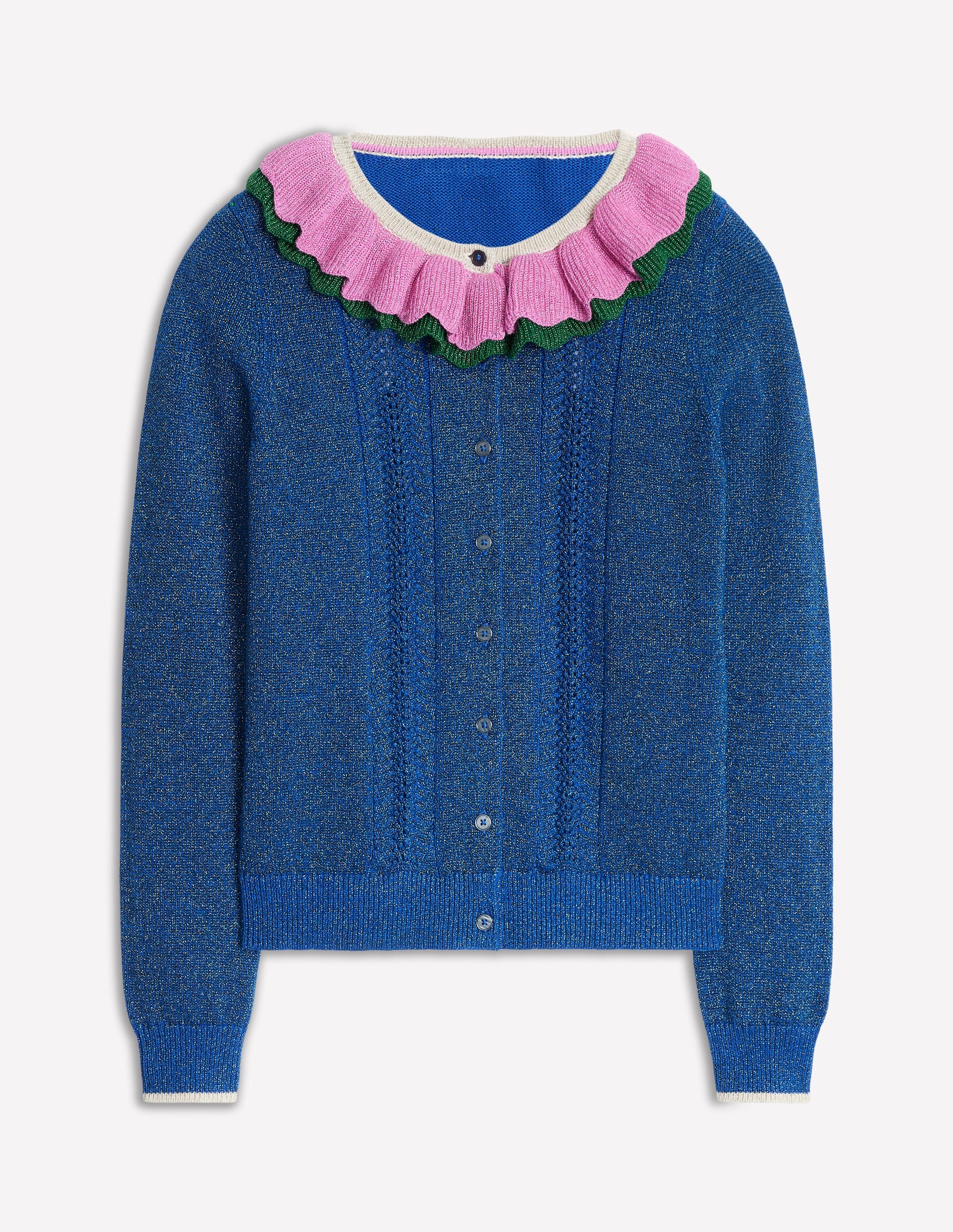 Sparkly Collared Cardigan-Navy - Image 6