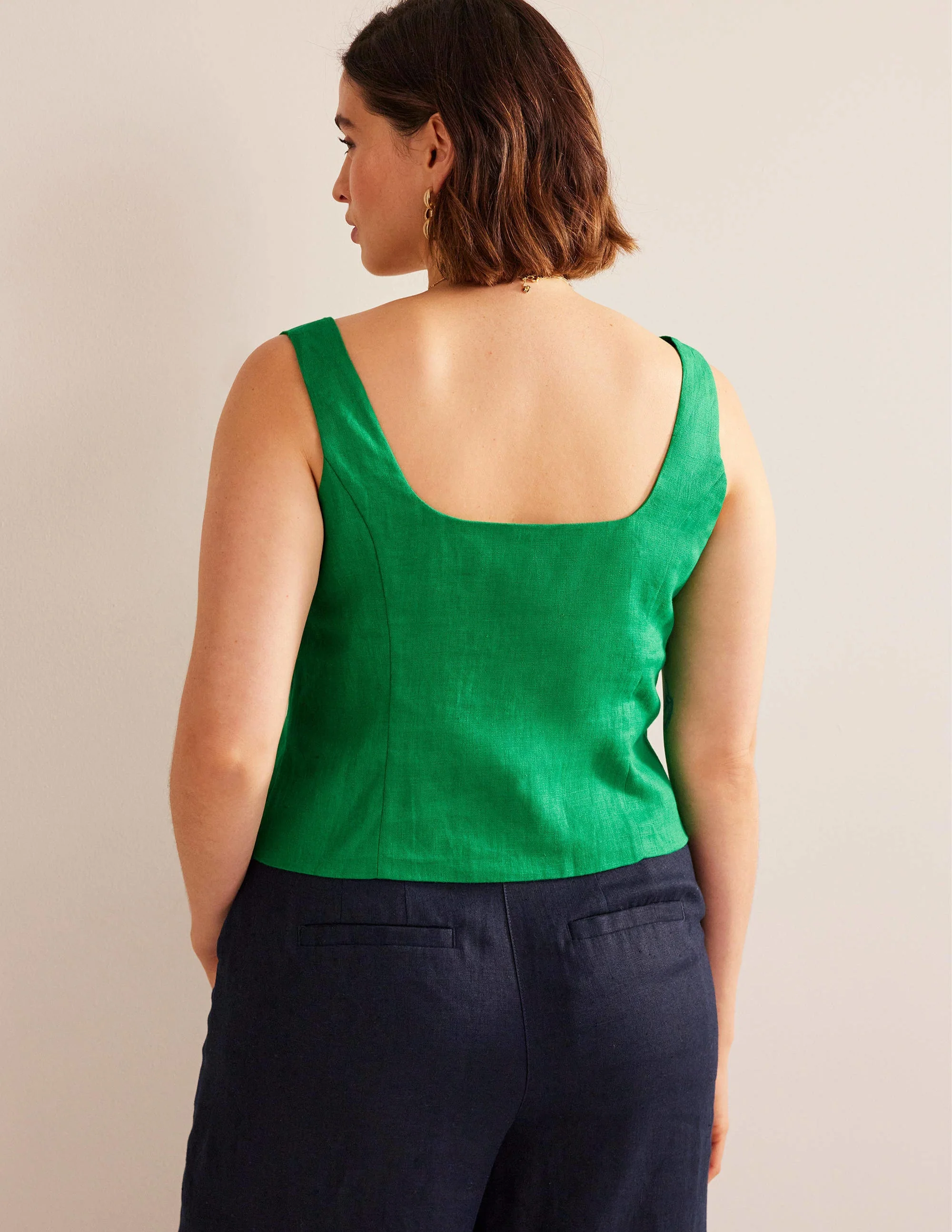 Square Neck Button Top-Rich Emerald - Image 6