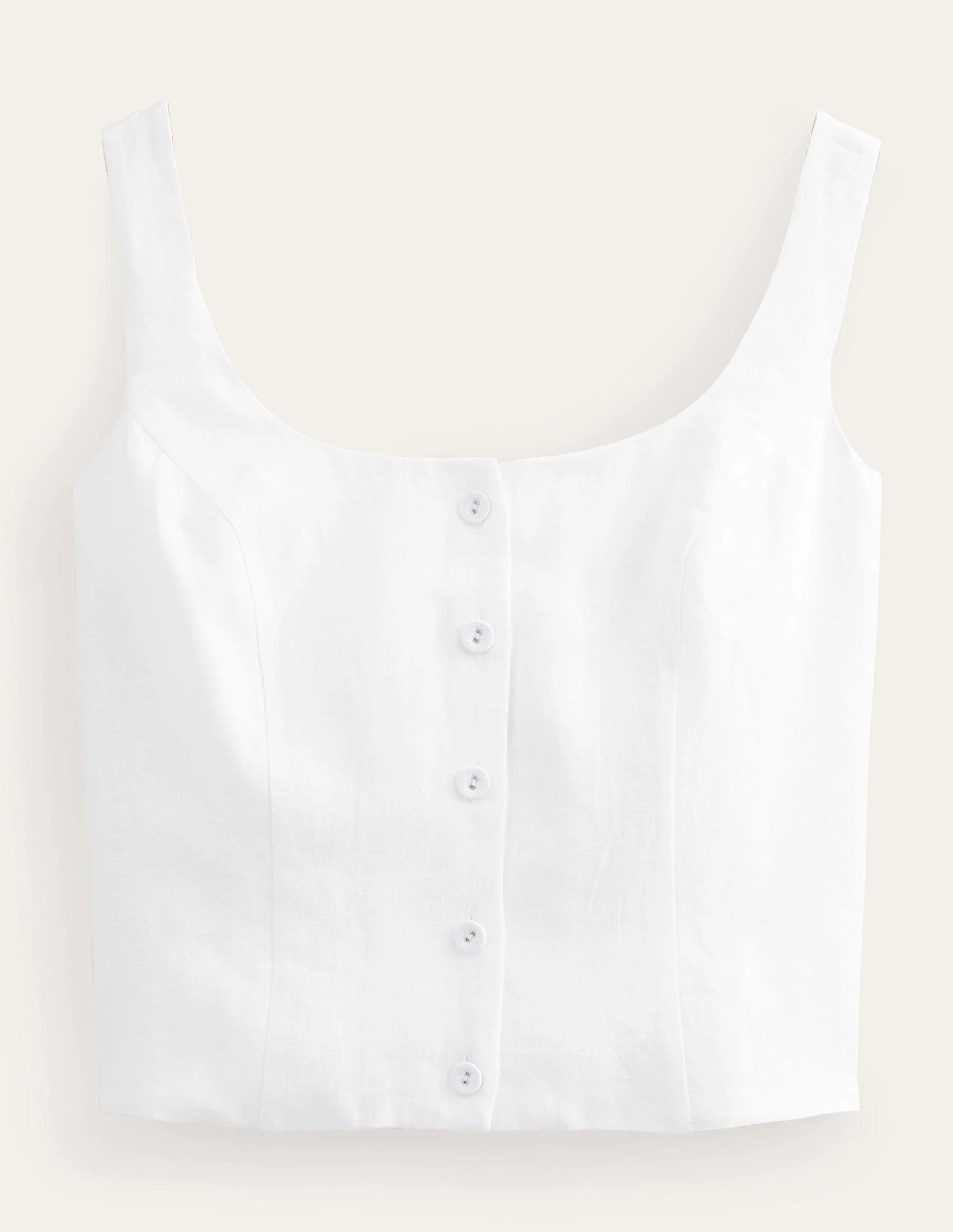 Square Neck Button Top-White - Image 6
